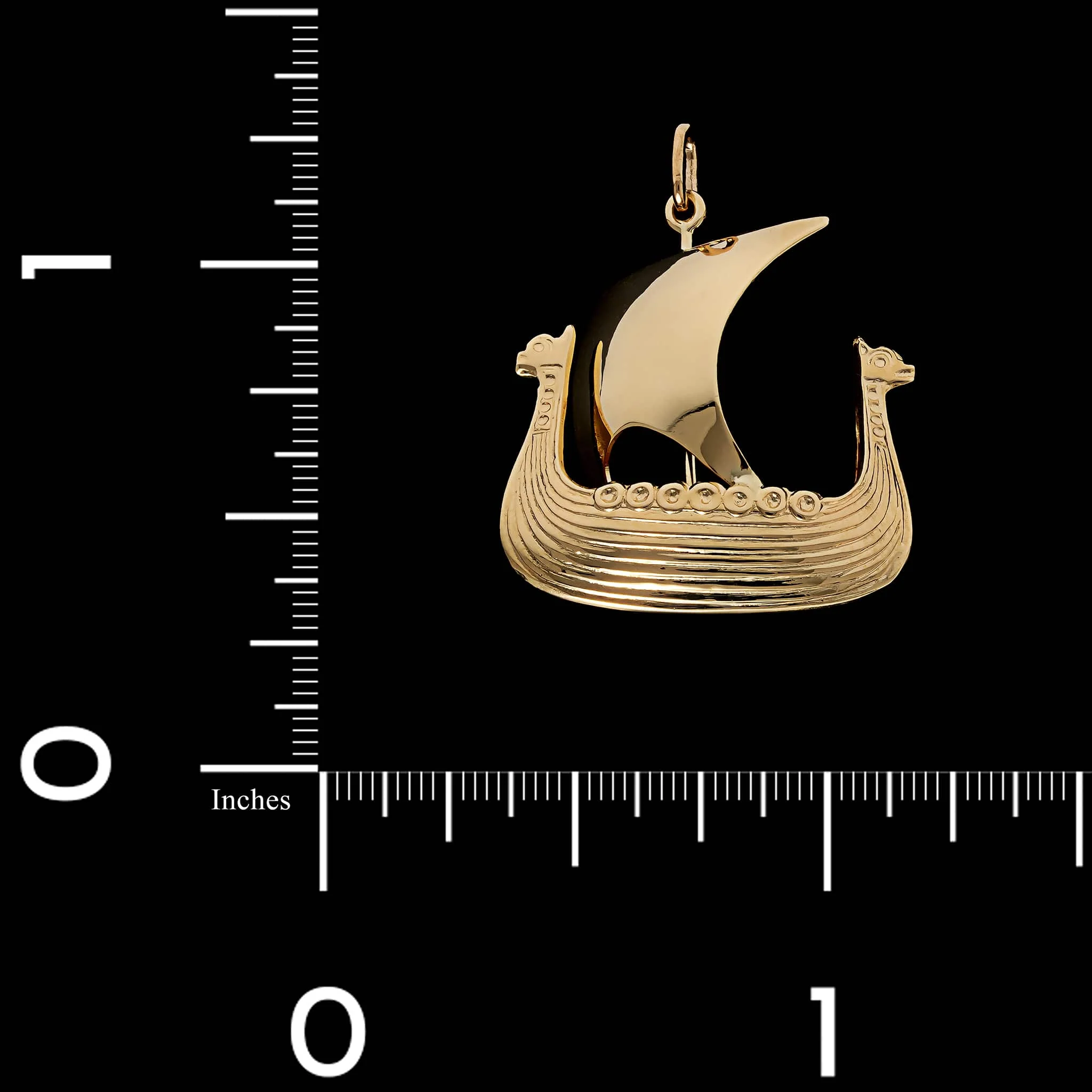 14K Yellow Gold Estate Viking Ship Norway Charm - Image 3