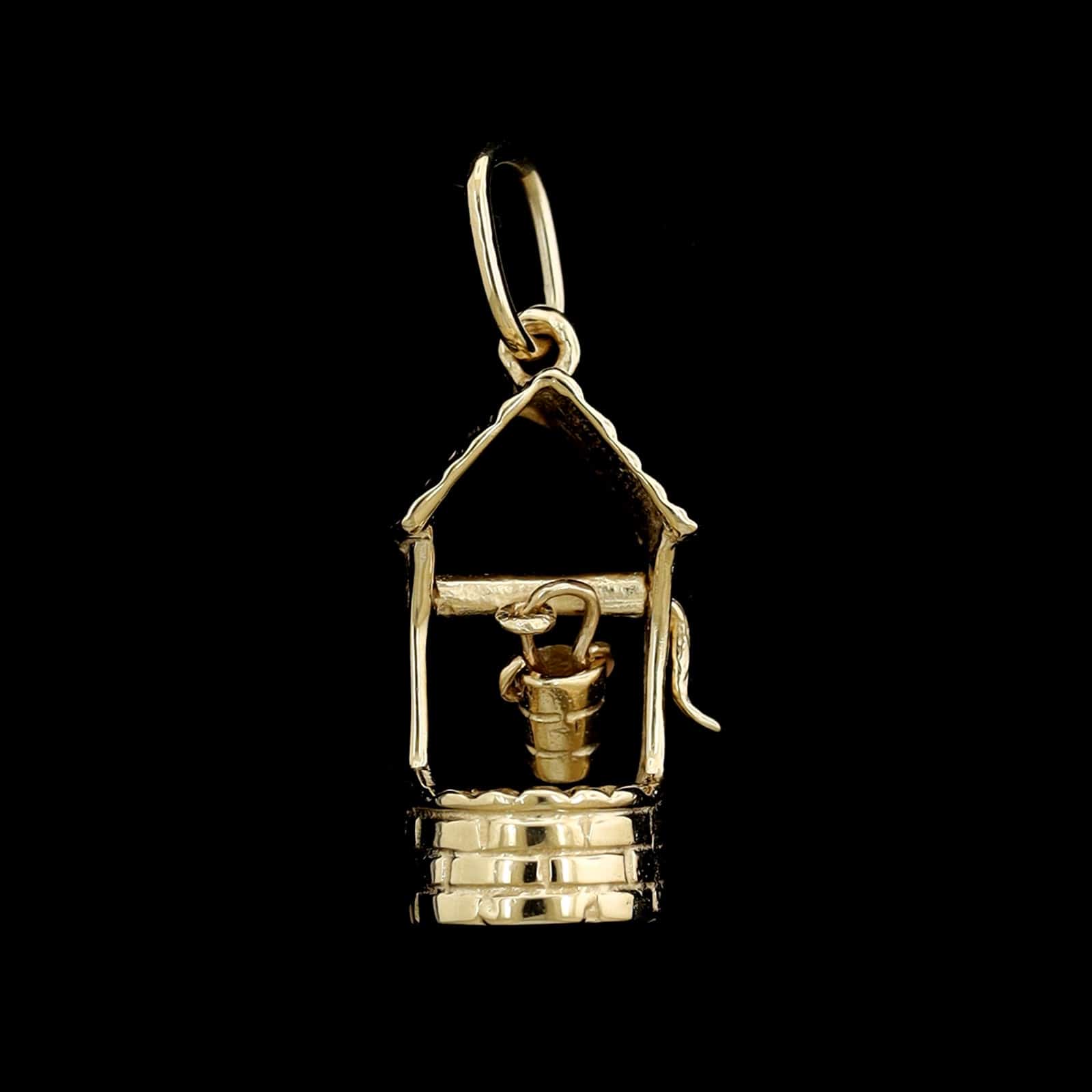 14K Yellow Gold Estate Water Well Charm