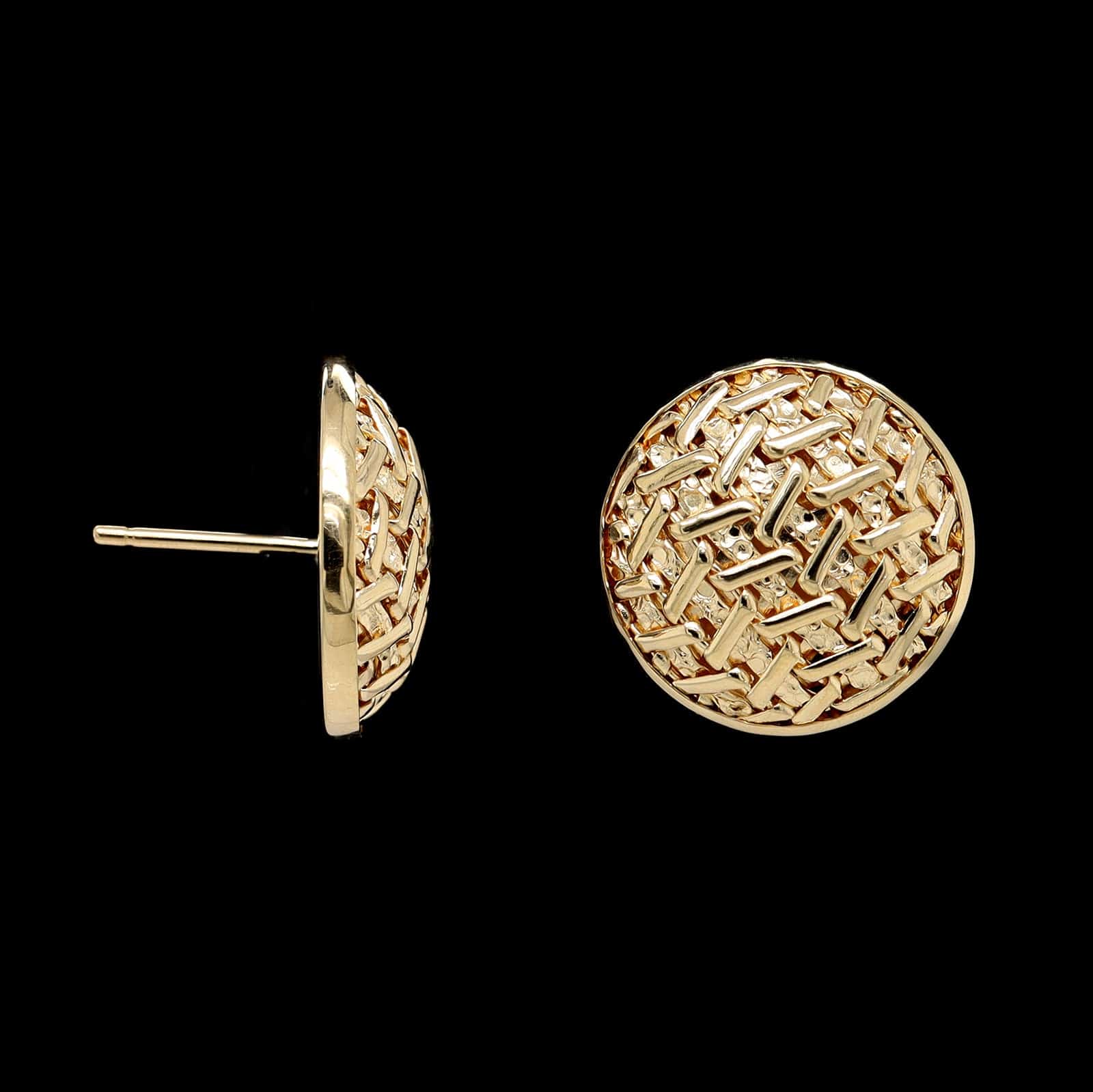 14K Yellow Gold Estate Woven Dome Earrings