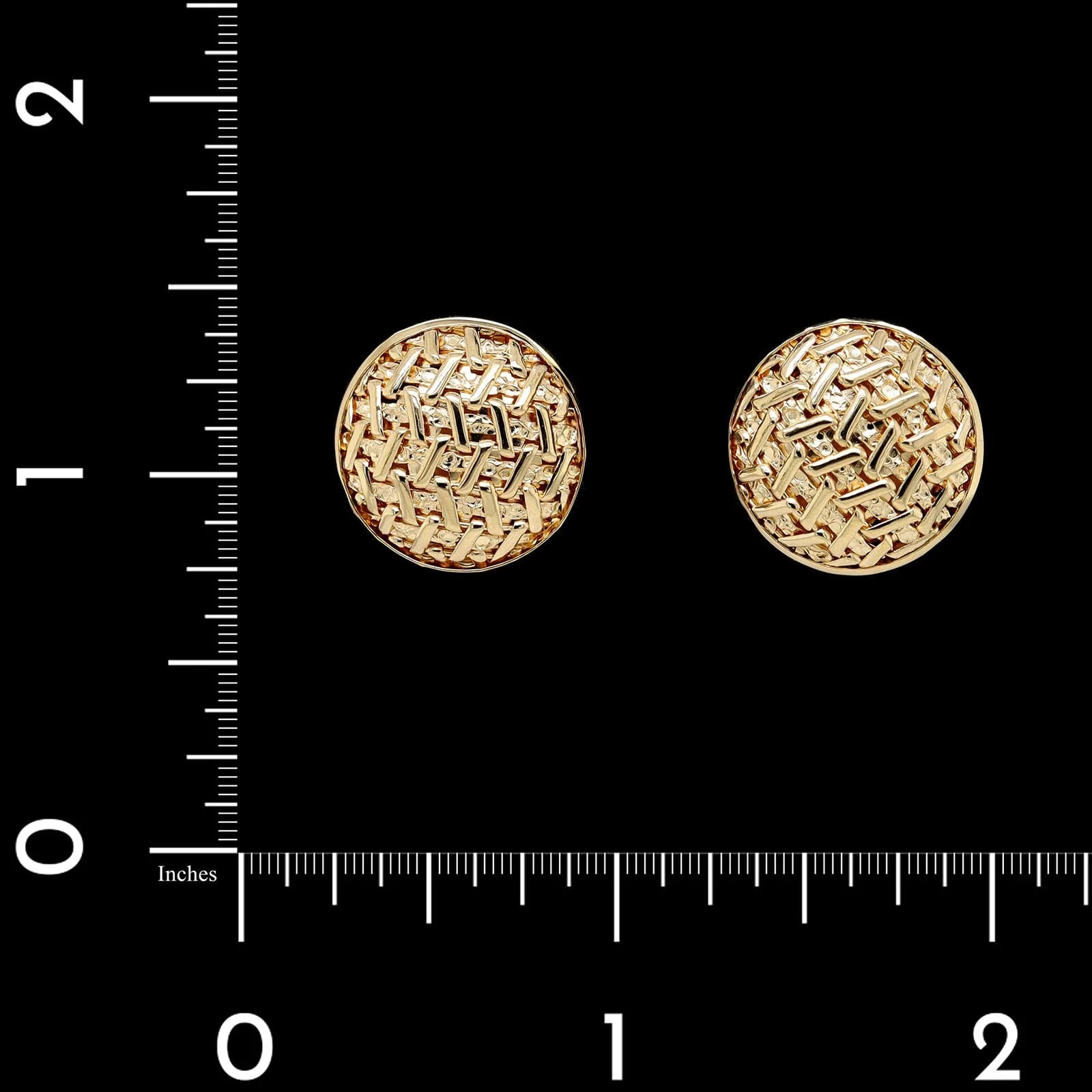 14K Yellow Gold Estate Woven Dome Earrings - Image 2
