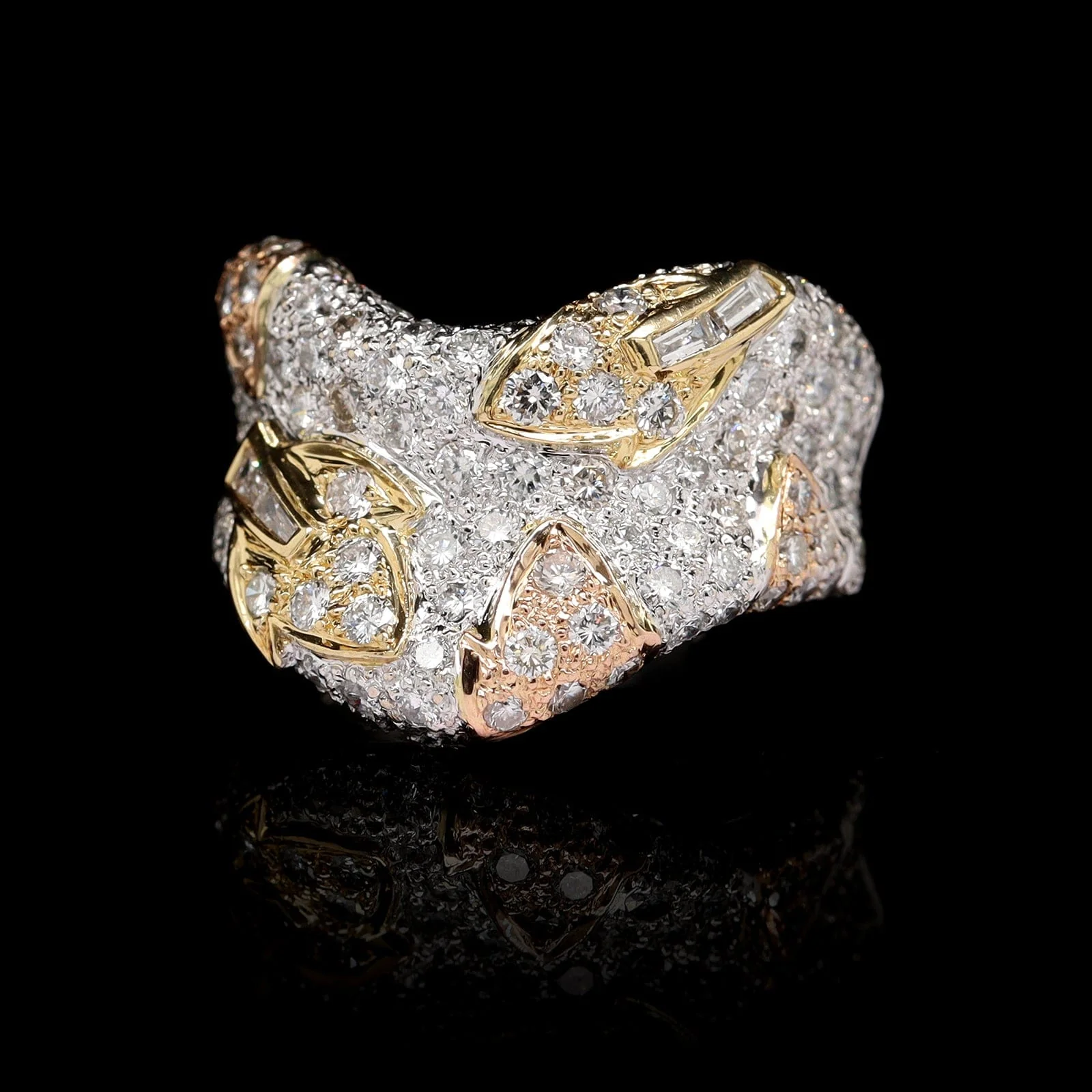 18K Tricolor Gold Estate Diamond Ring