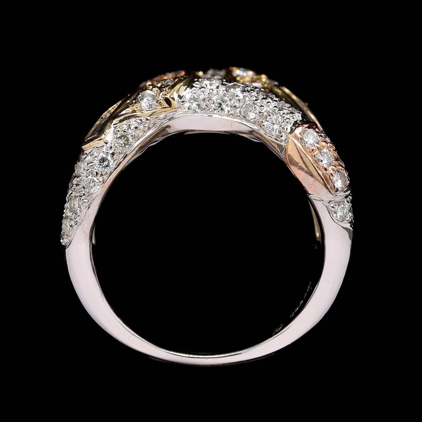 18K Tricolor Gold Estate Diamond Ring - Image 3