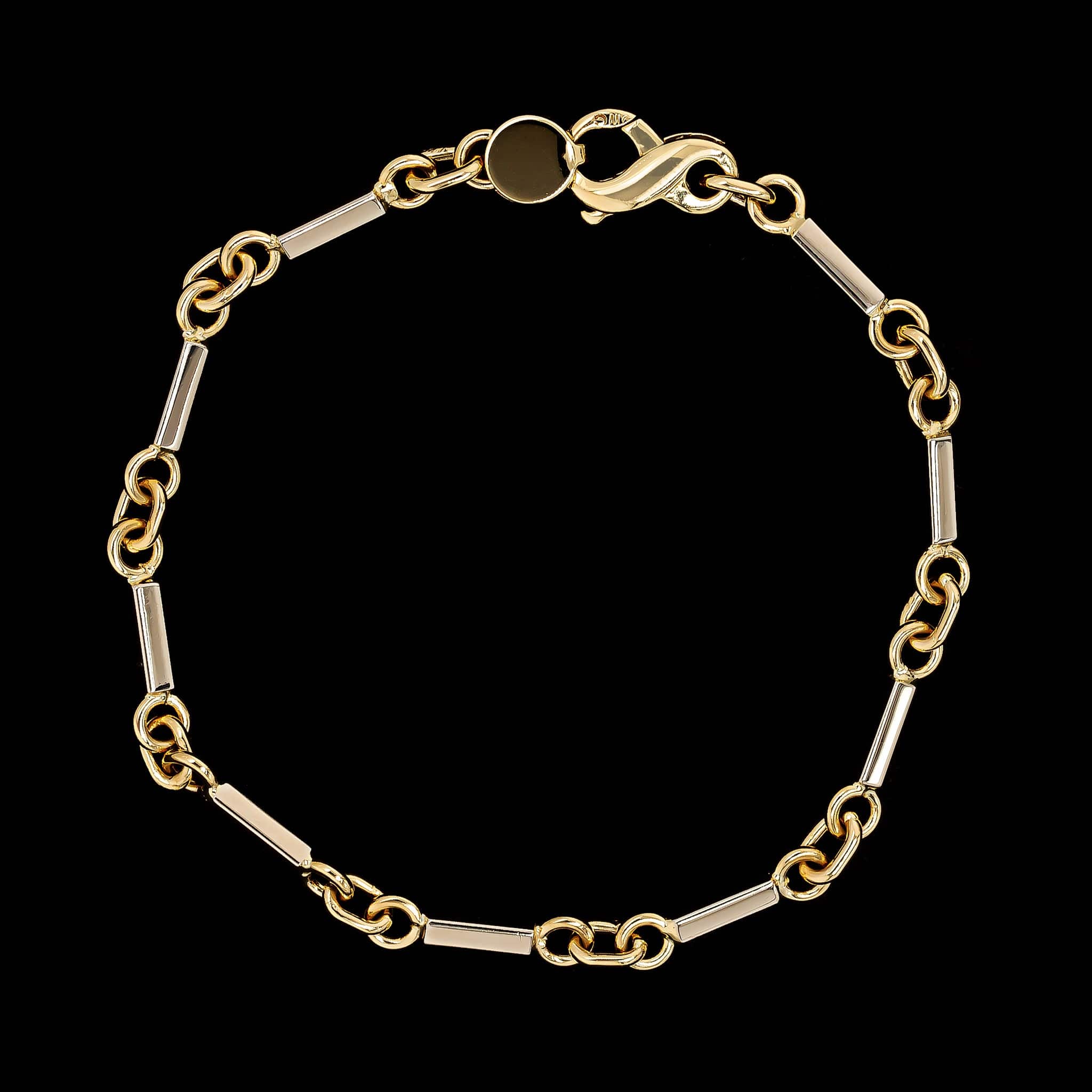 18K Two-tone Gold Estate Bar Link Bracelet