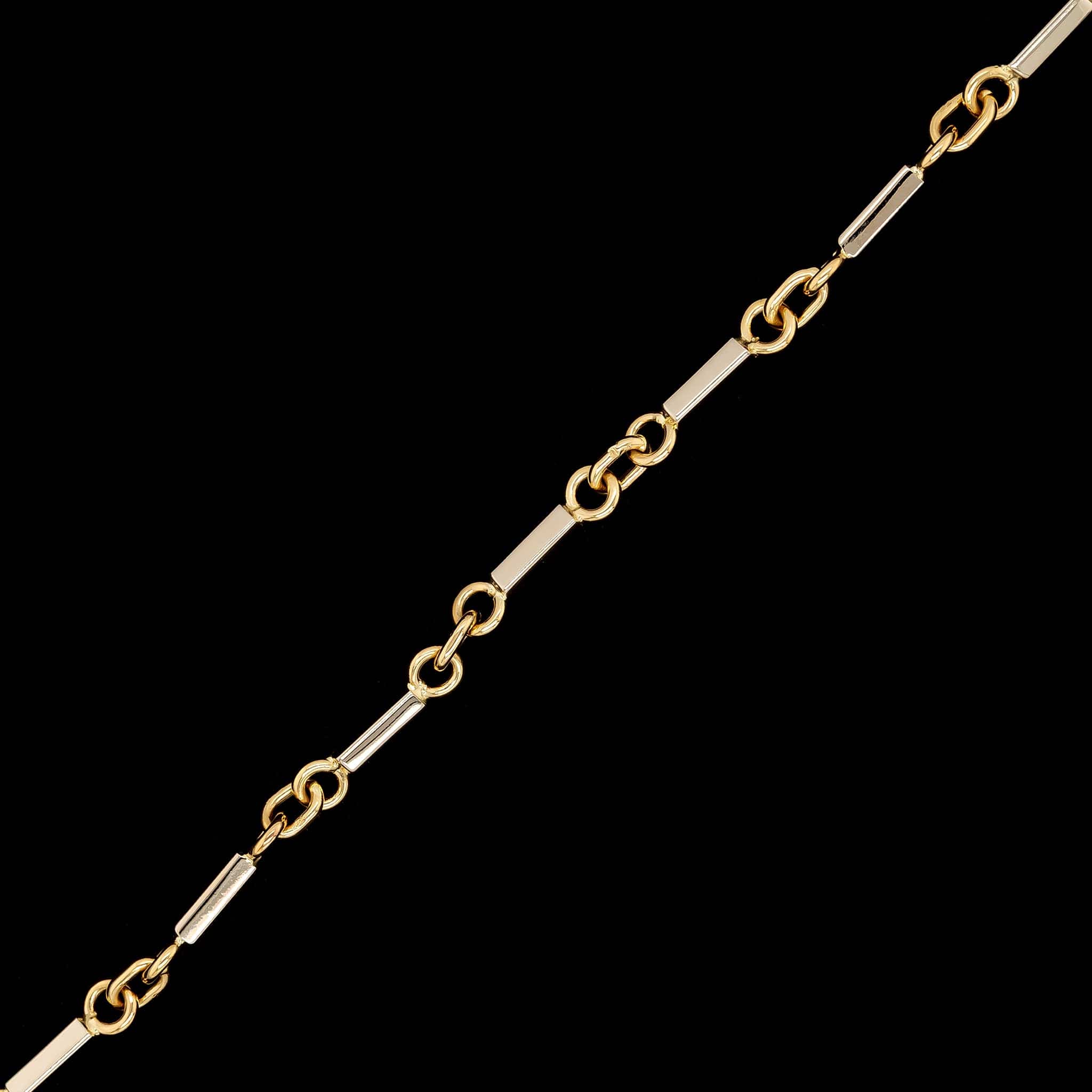 18K Two-tone Gold Estate Bar Link Bracelet - Image 2
