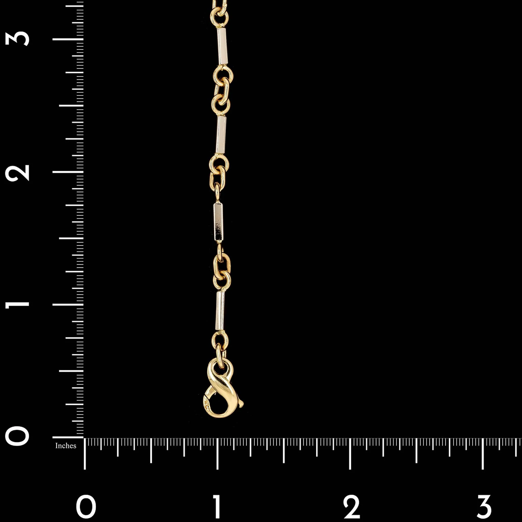 18K Two-tone Gold Estate Bar Link Bracelet - Image 3