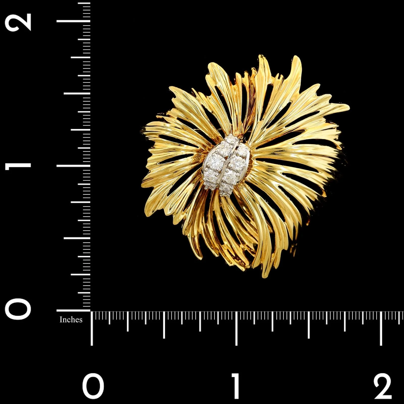 18K Two-tone Gold Estate Dankner Diamond Pin - Image 3