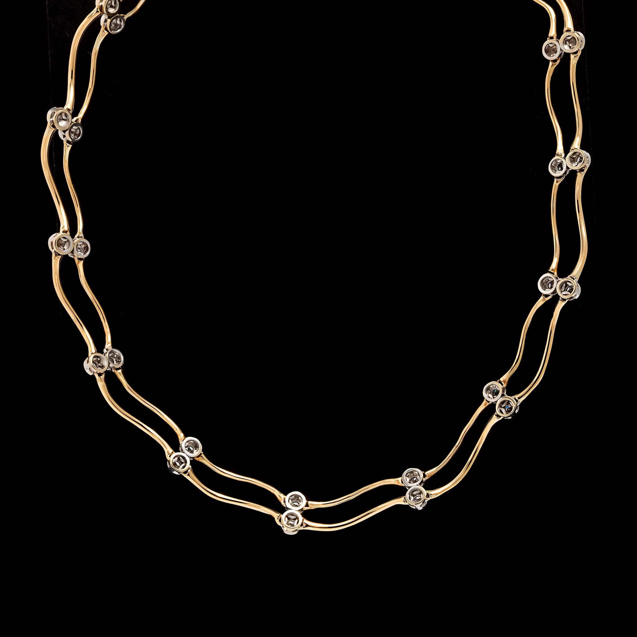 18K Two-tone Gold Estate Diamond Necklace - Image 2