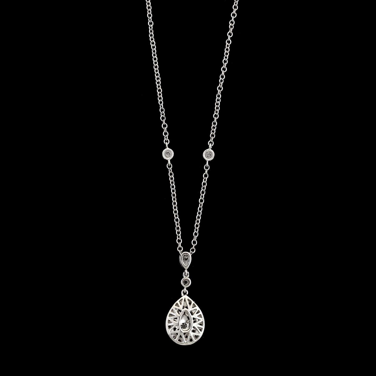 18K Two-tone Gold Estate Diamond Pendant Necklace - Image 2