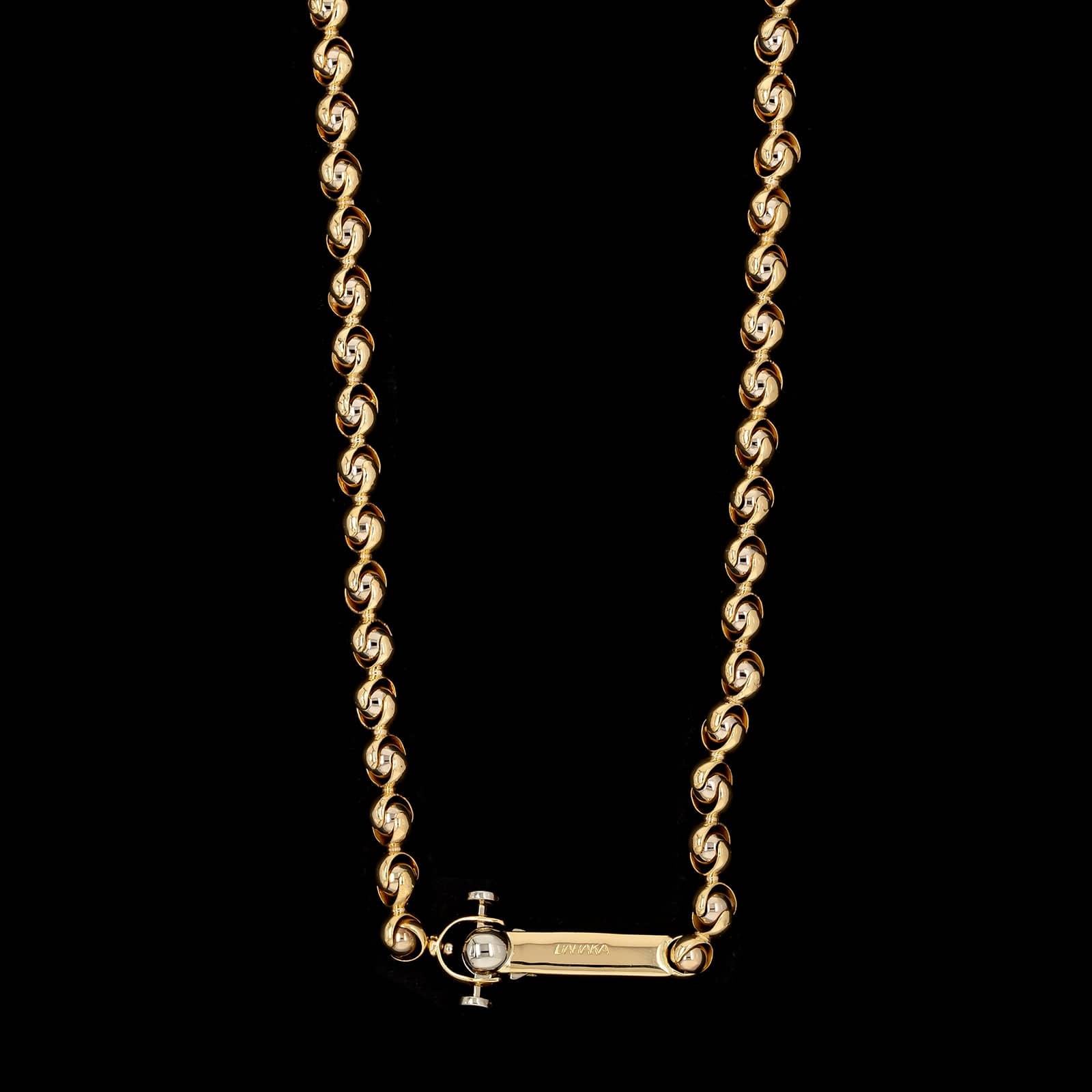 18K Two-tone Gold Estate Fancy Ball Link Necklace - Image 2