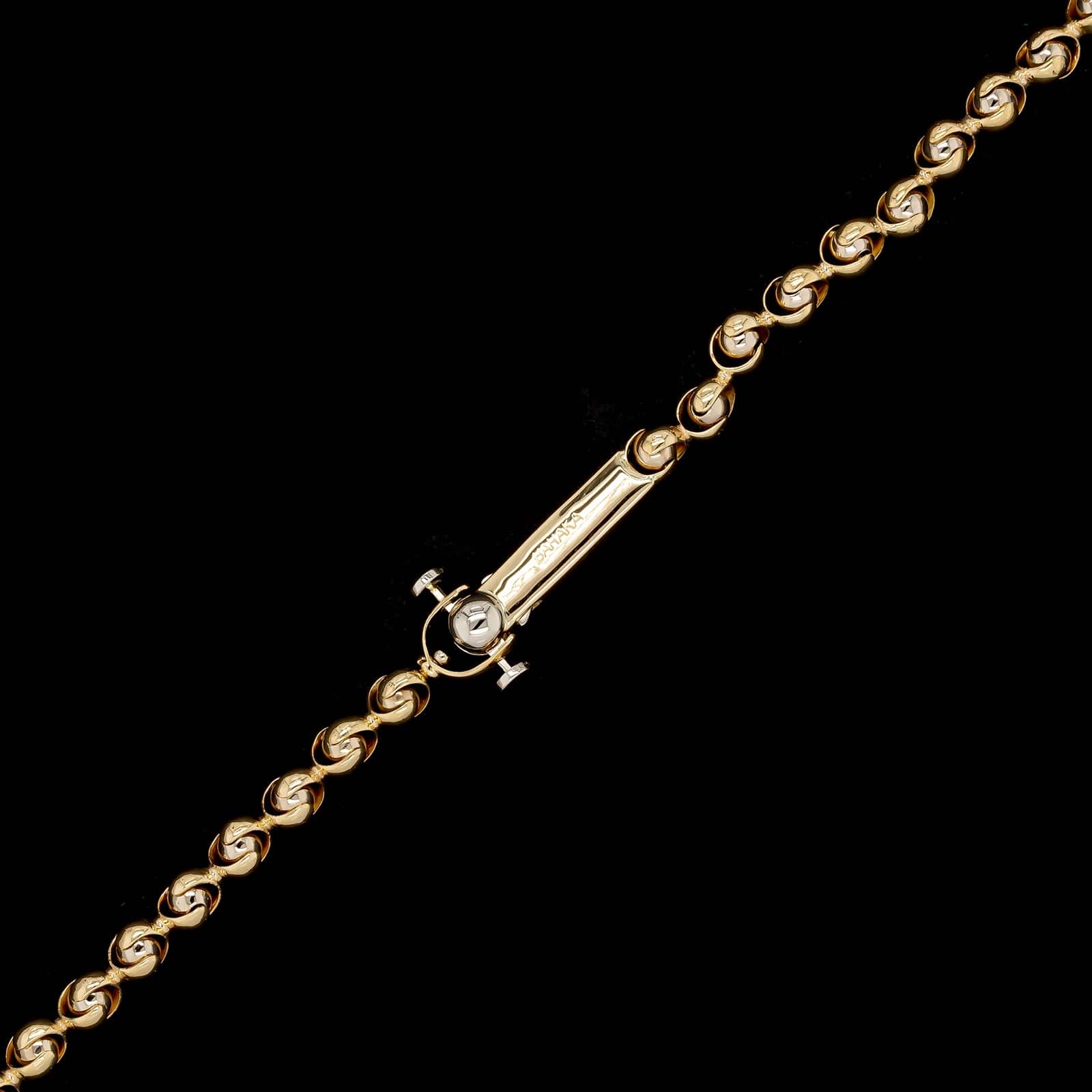 18K Two-tone Gold Estate Fancy Ball Link Necklace - Image 3