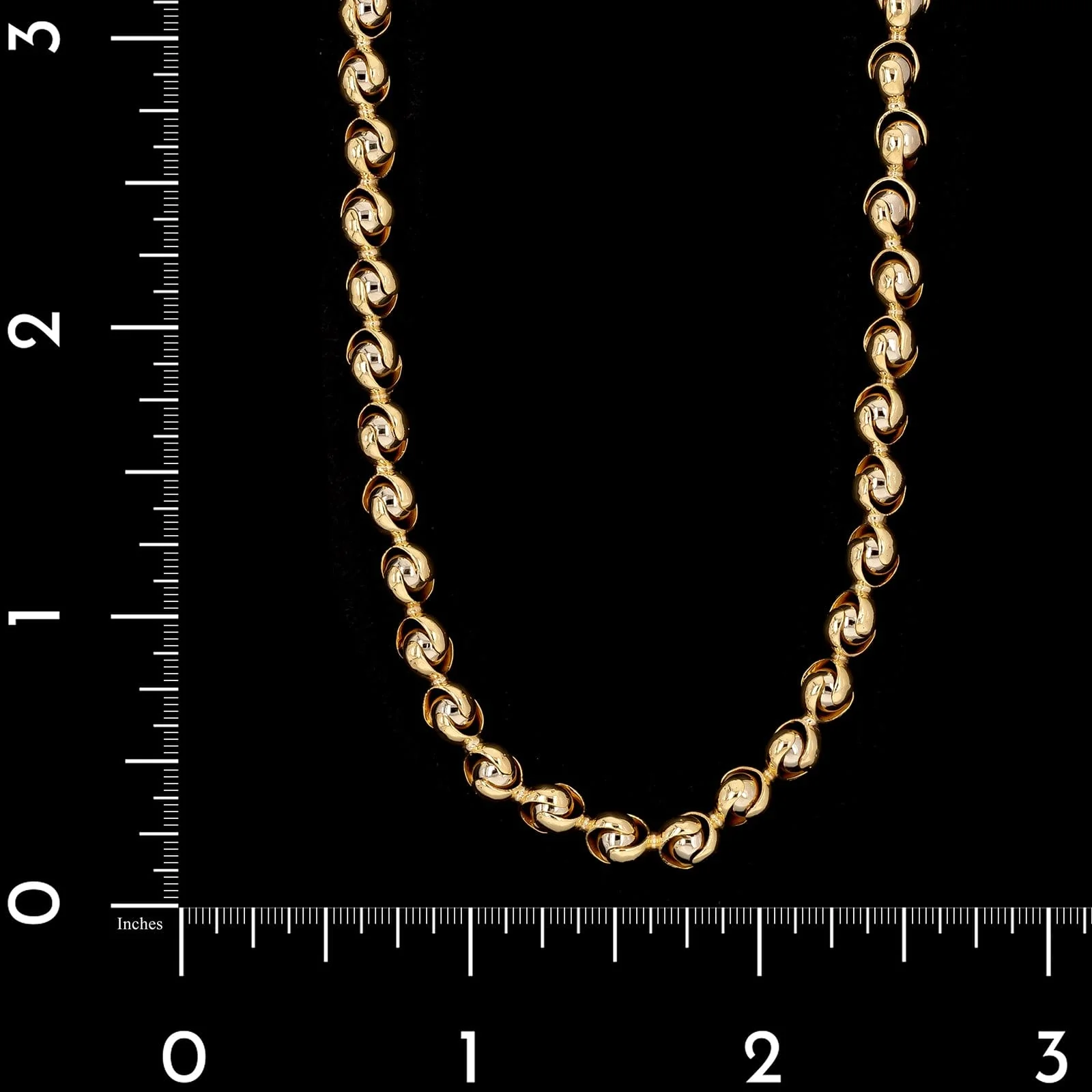18K Two-tone Gold Estate Fancy Ball Link Necklace - Image 4