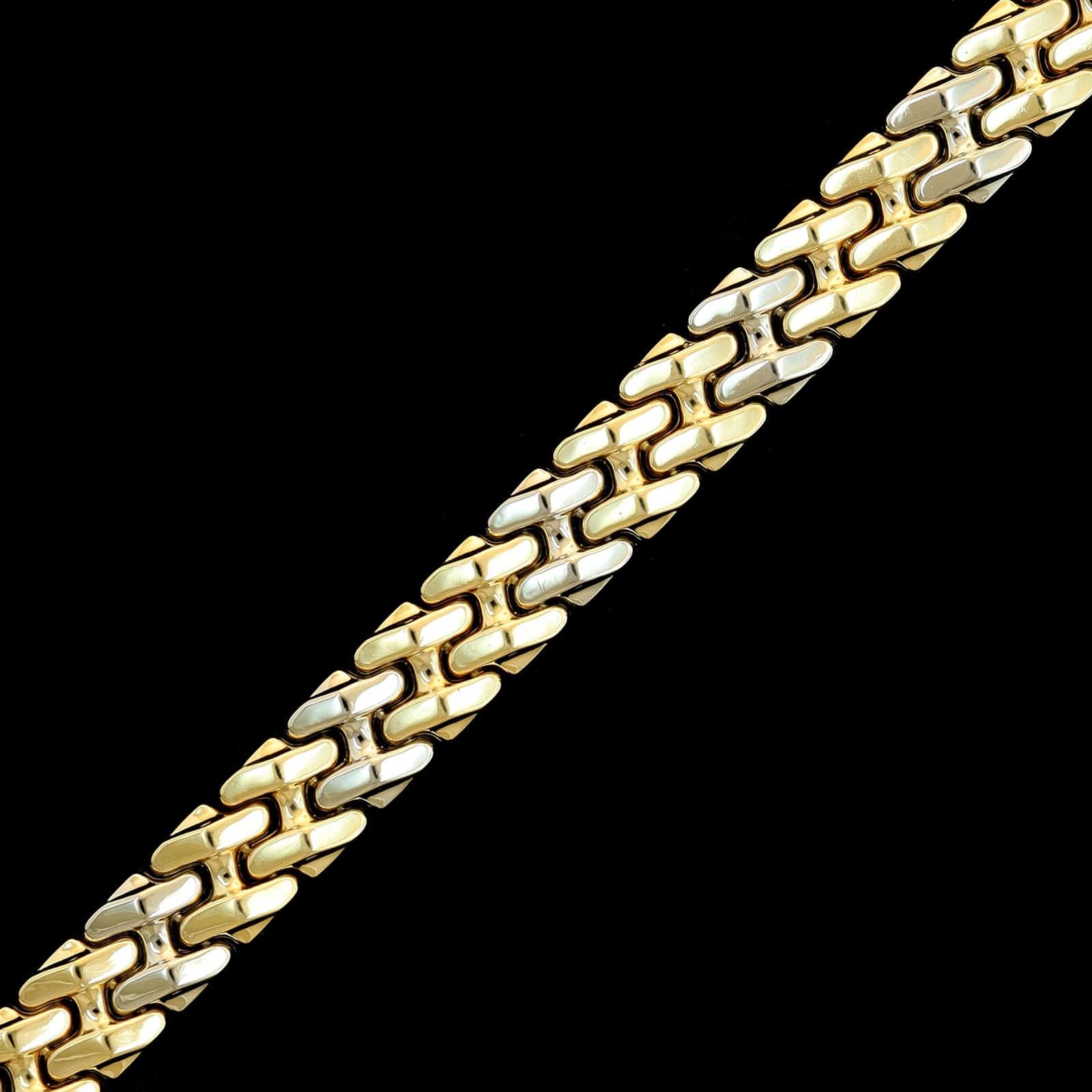 18K Two-tone Gold Estate Fancy Link Bracelet - Image 2