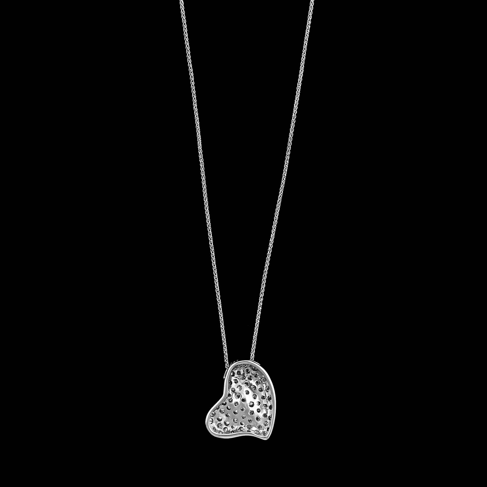 18K White Gold Diamond Heart Pendant Necklace - Image 2