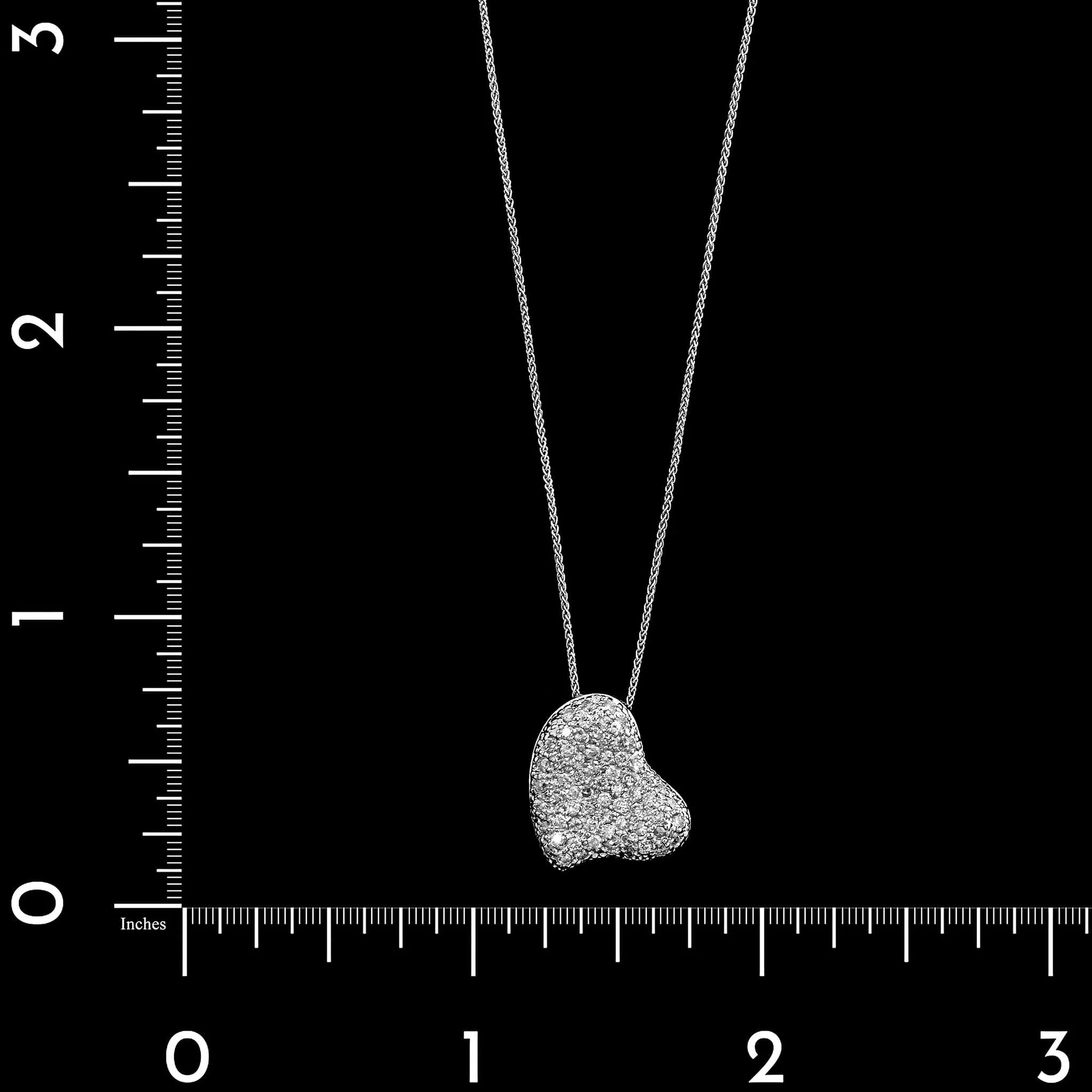18K White Gold Diamond Heart Pendant Necklace - Image 4