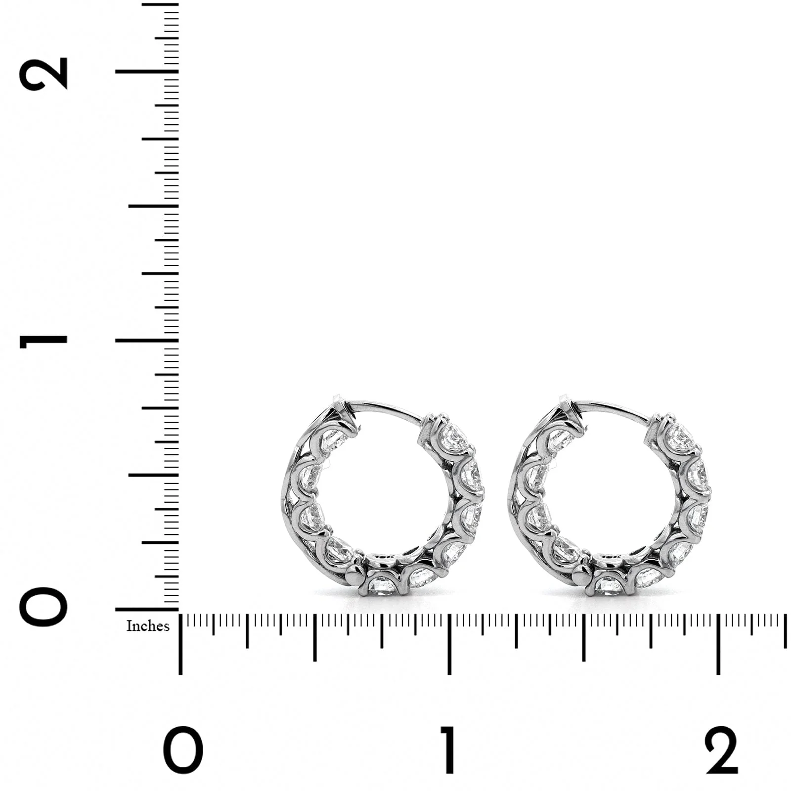 18K White Gold Diamond Hoop Earrings - Image 2