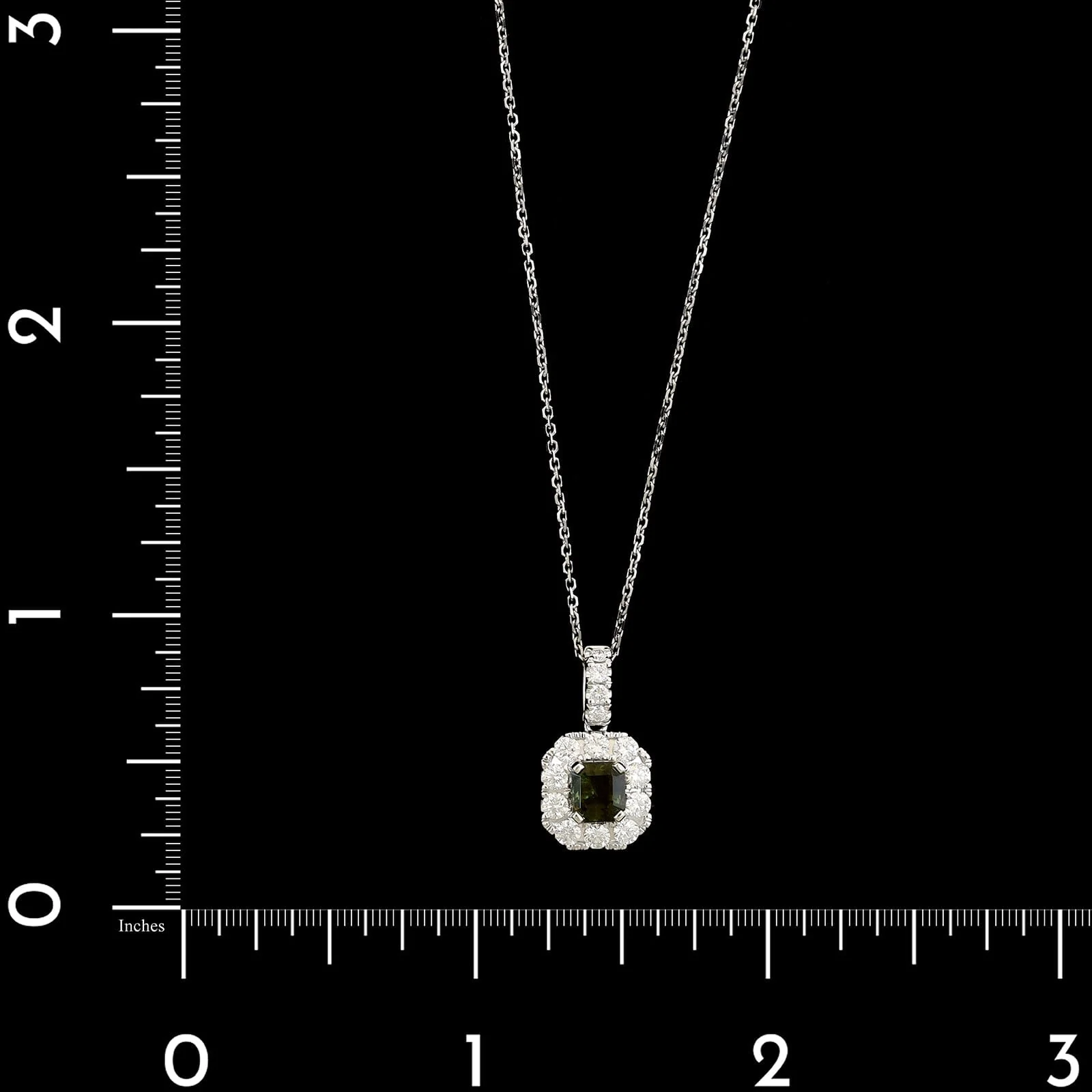 18K White Gold Estate Alexandrite and Diamond Pendant Necklace - Image 4