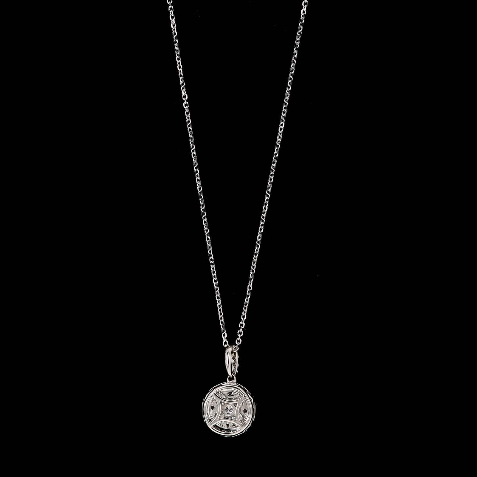 18K White Gold Estate Diamond Cluster Pendant Necklace - Image 2