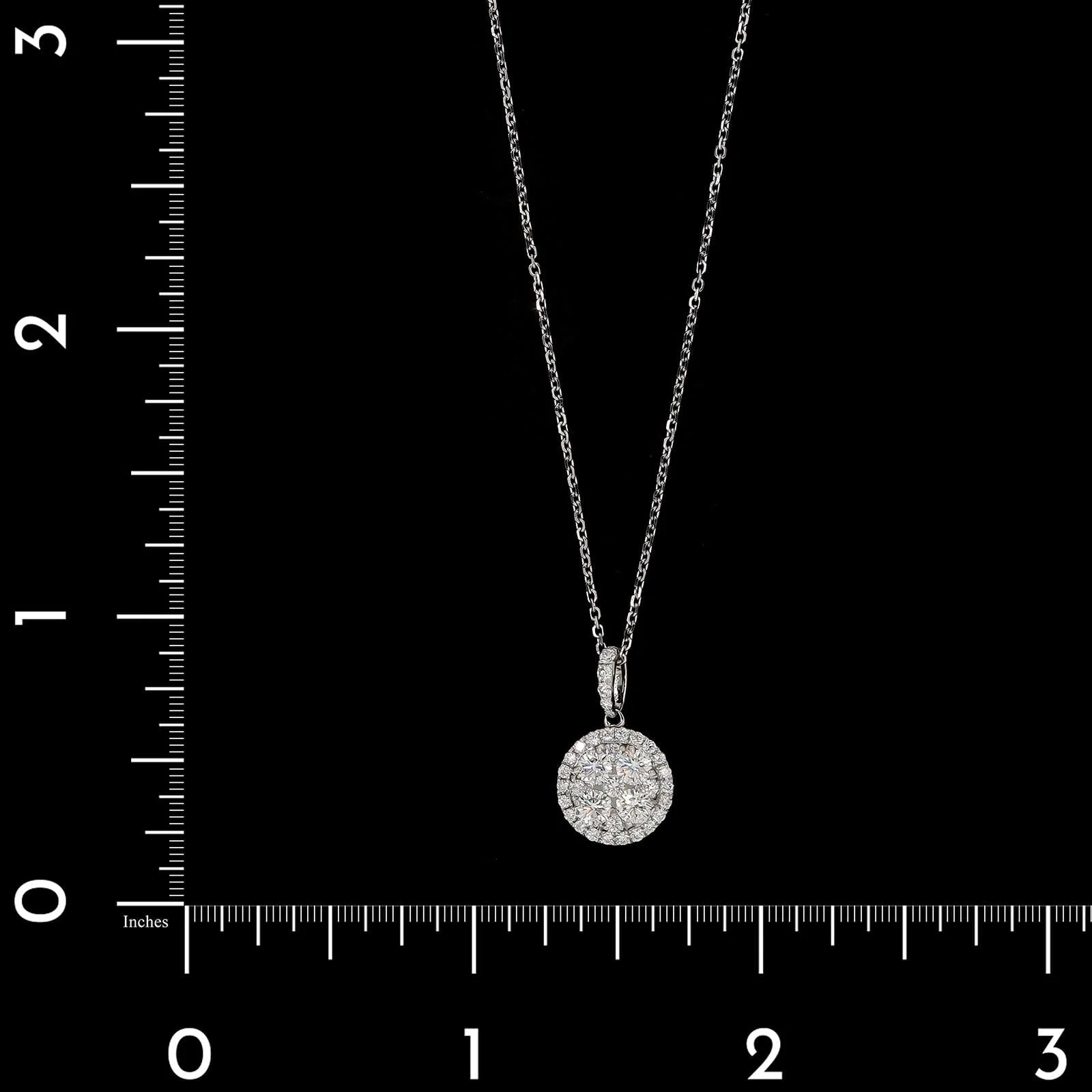 18K White Gold Estate Diamond Cluster Pendant Necklace - Image 4