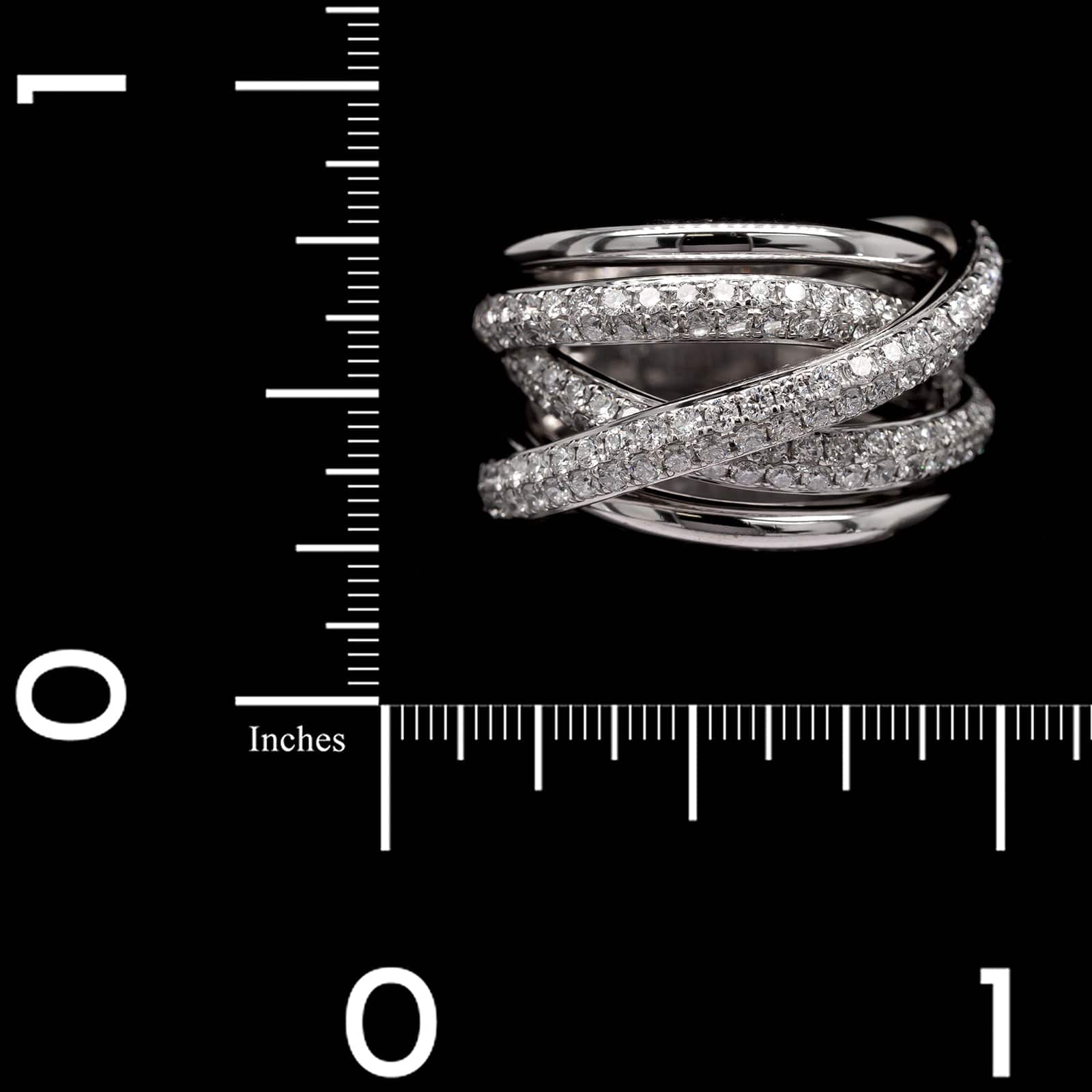 18K White Gold Estate Diamond Crossover Ring - Image 4
