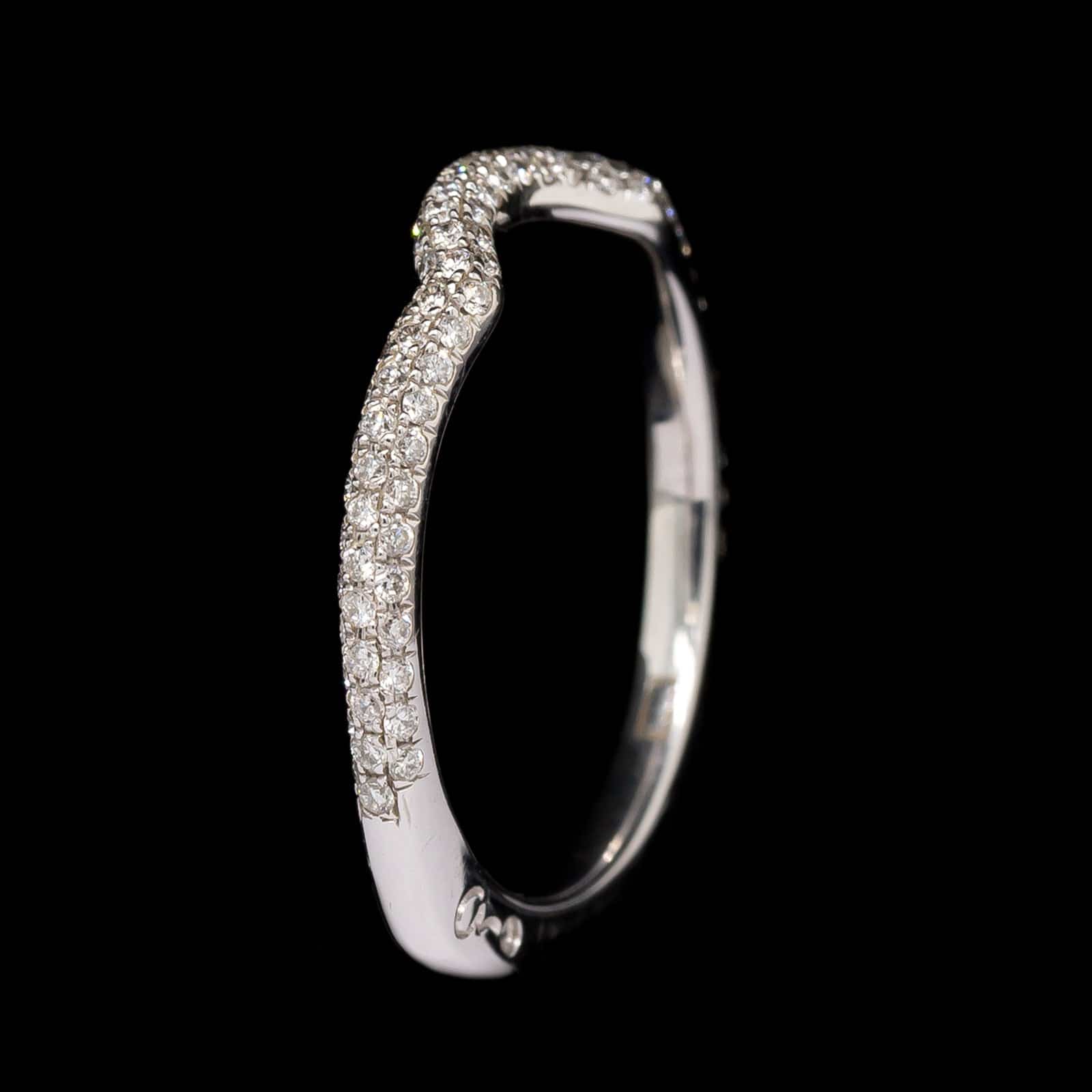 18K White Gold Estate Diamond Curved Wrap Band - Image 2