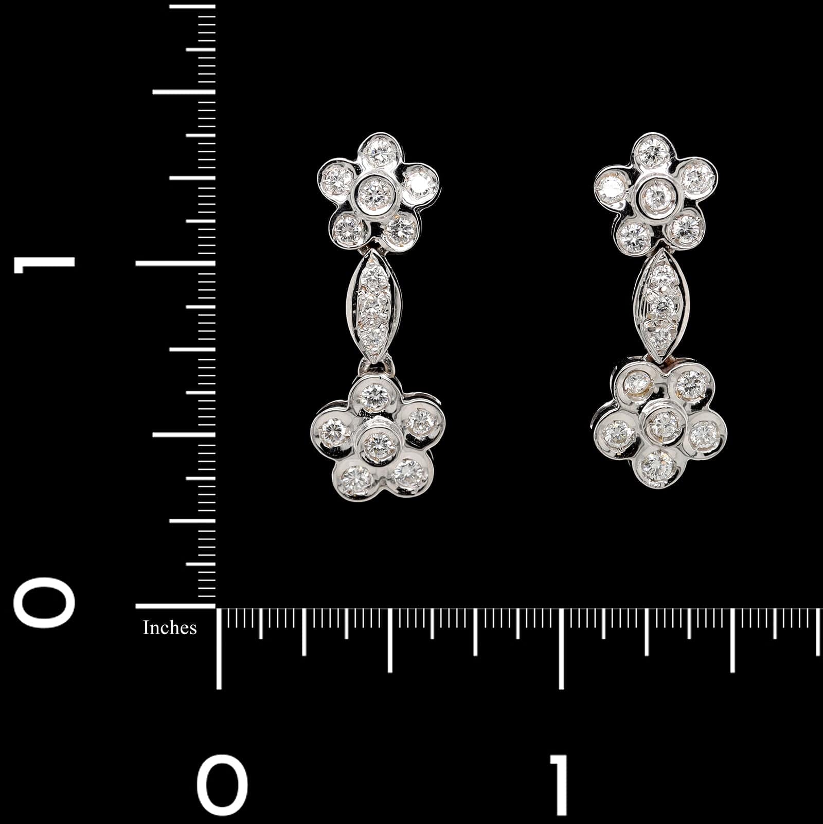 18K White Gold Estate Diamond Drop Earrings - Image 3
