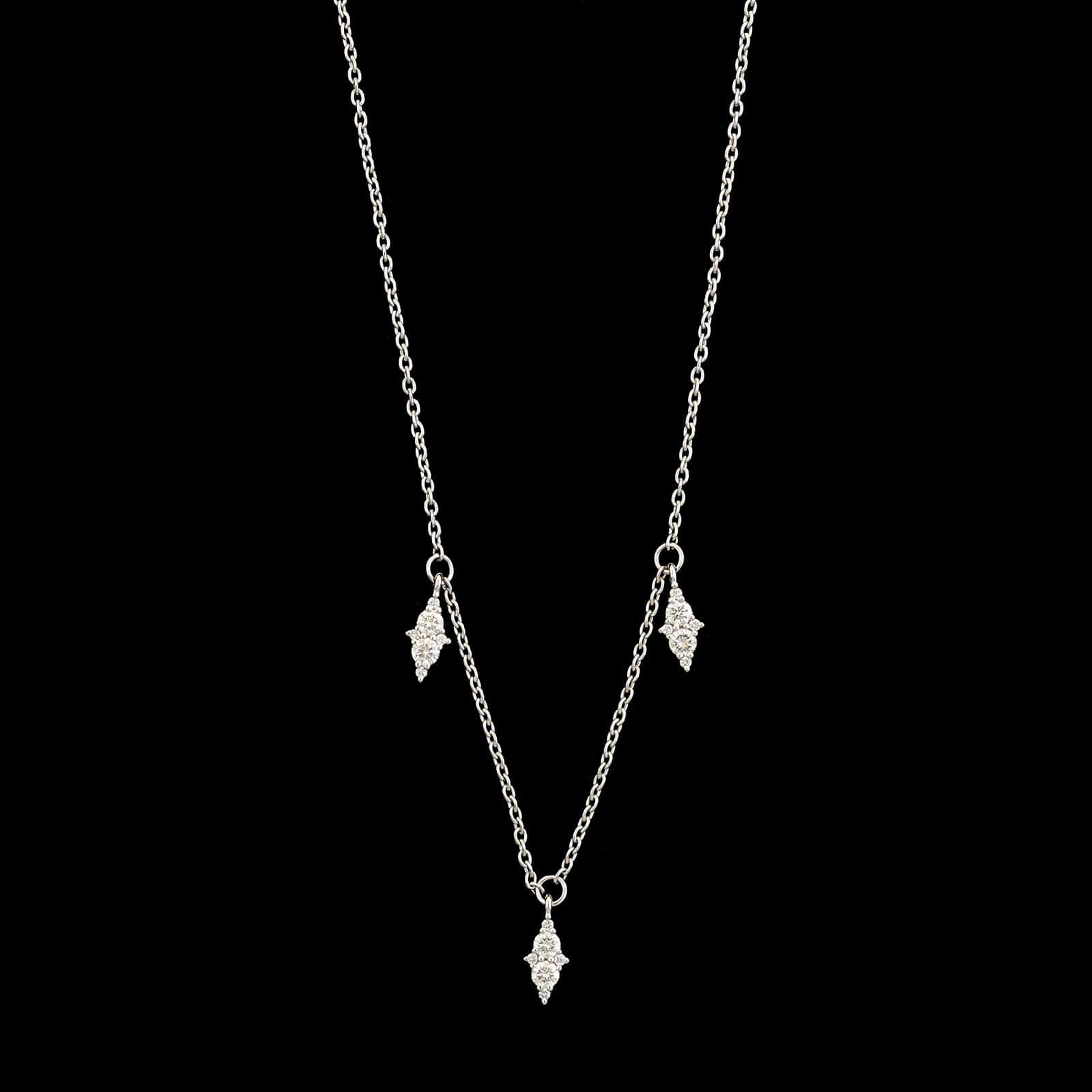 18K White Gold Estate Diamond Drop Necklace