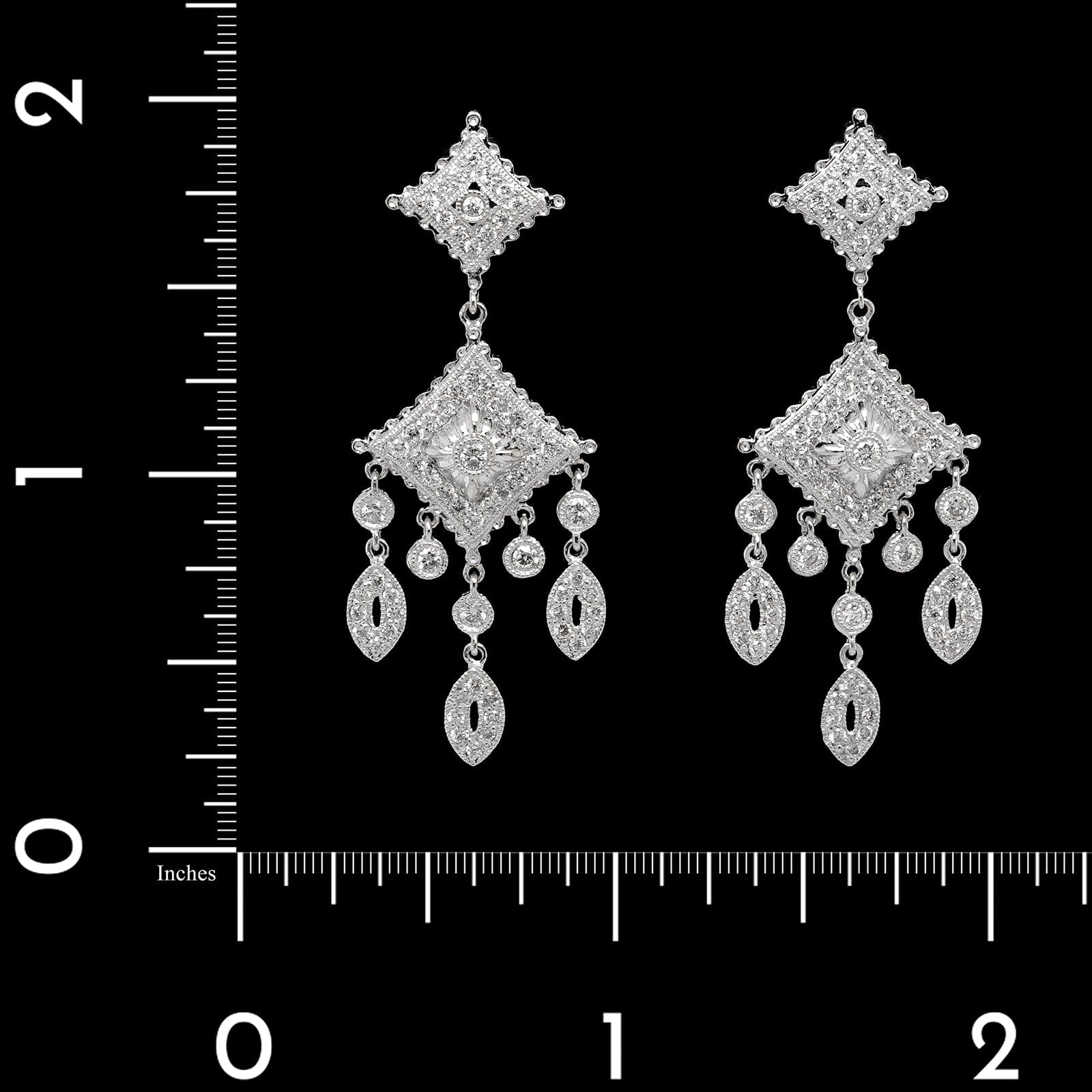 18K White Gold Estate Diamond Earrings - Image 2