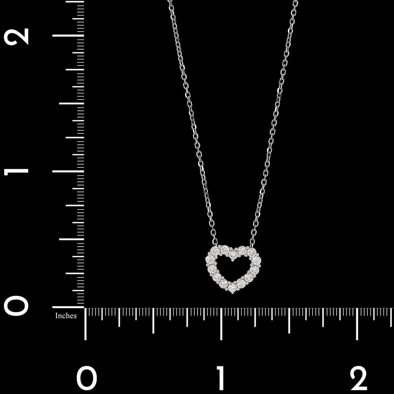 18K White Gold Estate Diamond Open Heart Pendant Necklace - Image 4