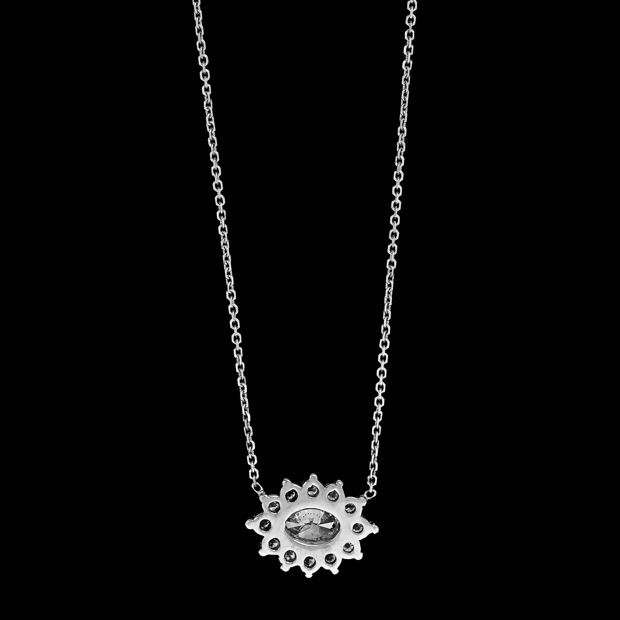 18K White Gold Estate Diamond Pendant Necklace - Image 2
