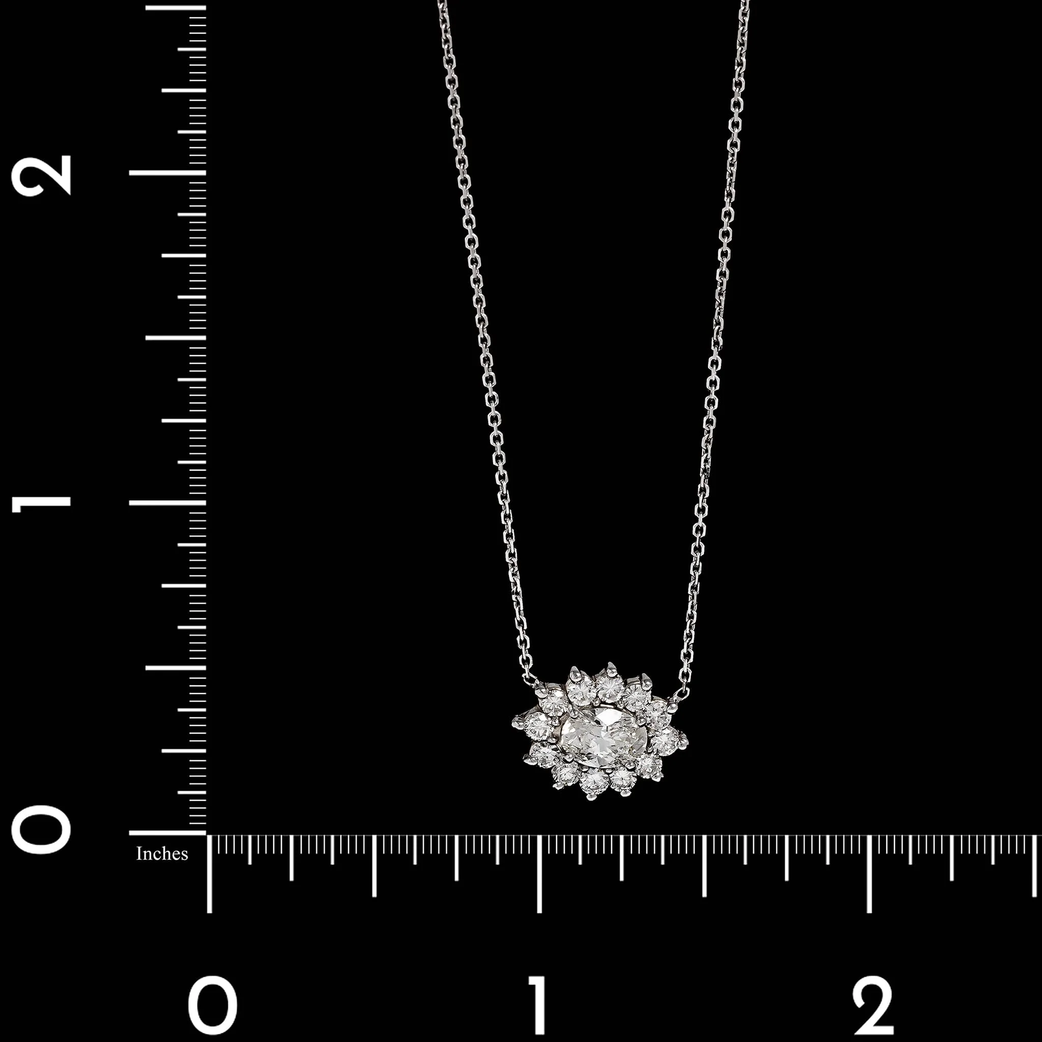 18K White Gold Estate Diamond Pendant Necklace - Image 4