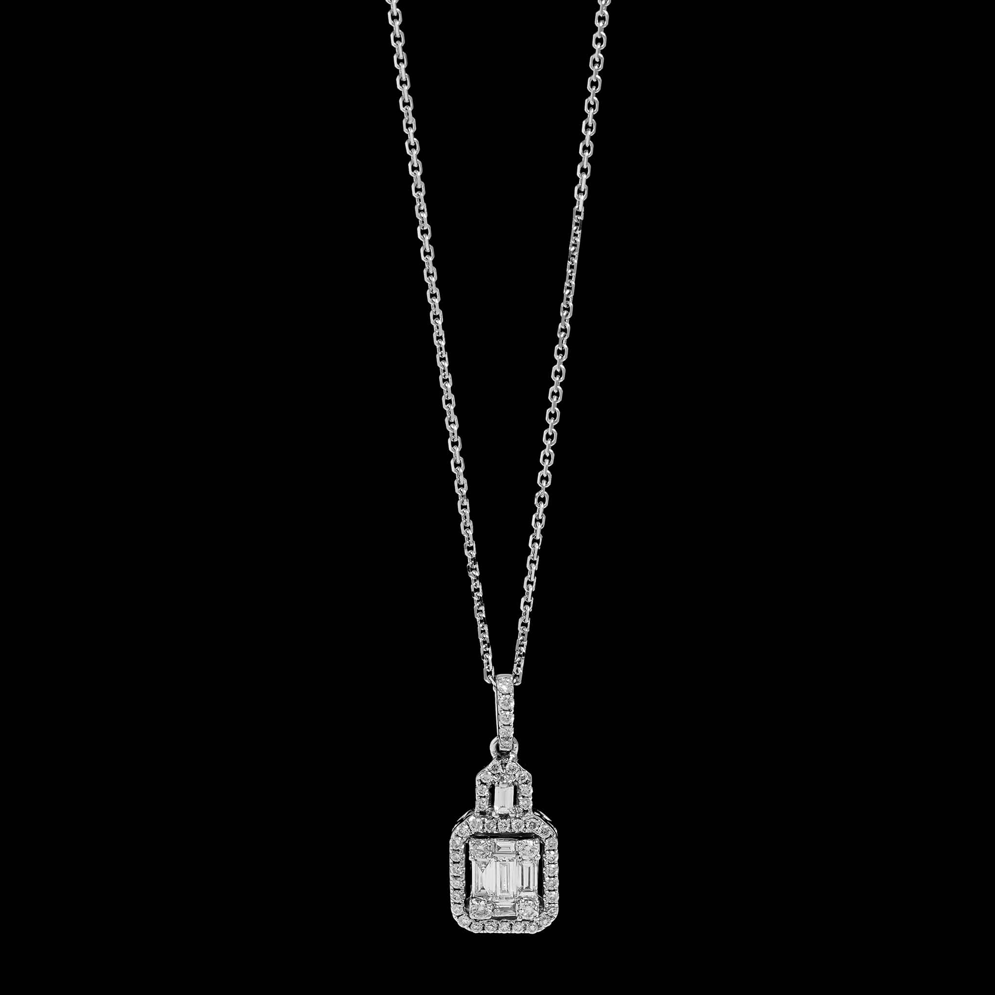 18K White Gold Estate Diamond Pendant Necklace