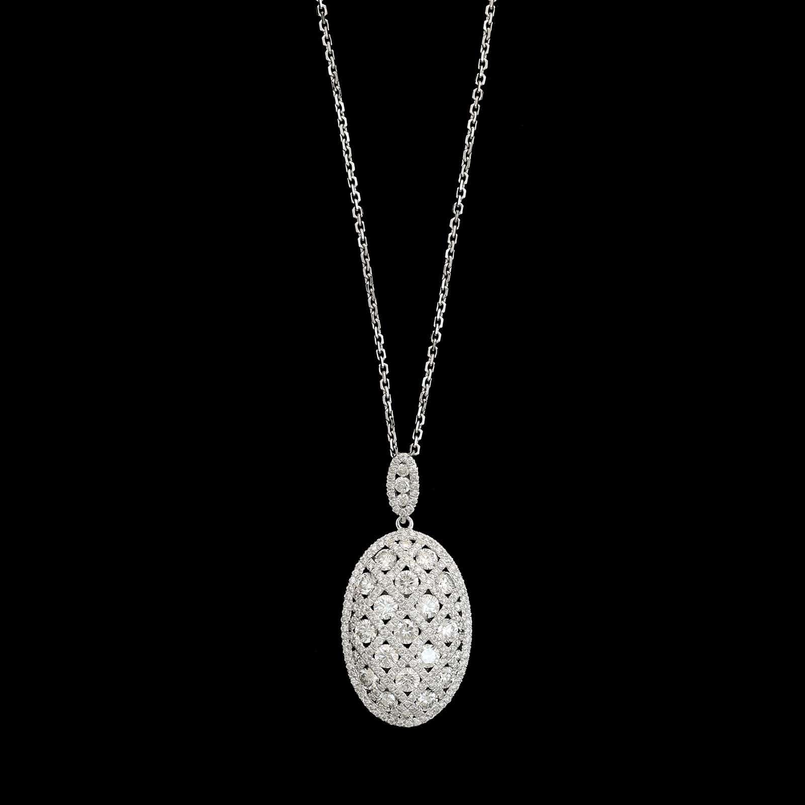 18K White Gold Estate Diamond Pendant Necklace
