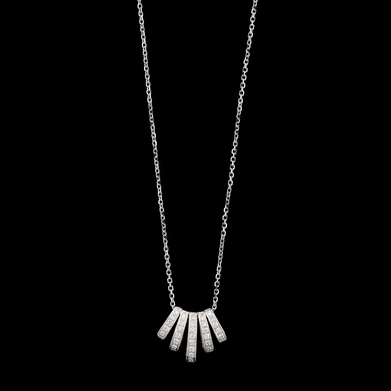 18K White Gold Estate Diamond Pendant Necklace