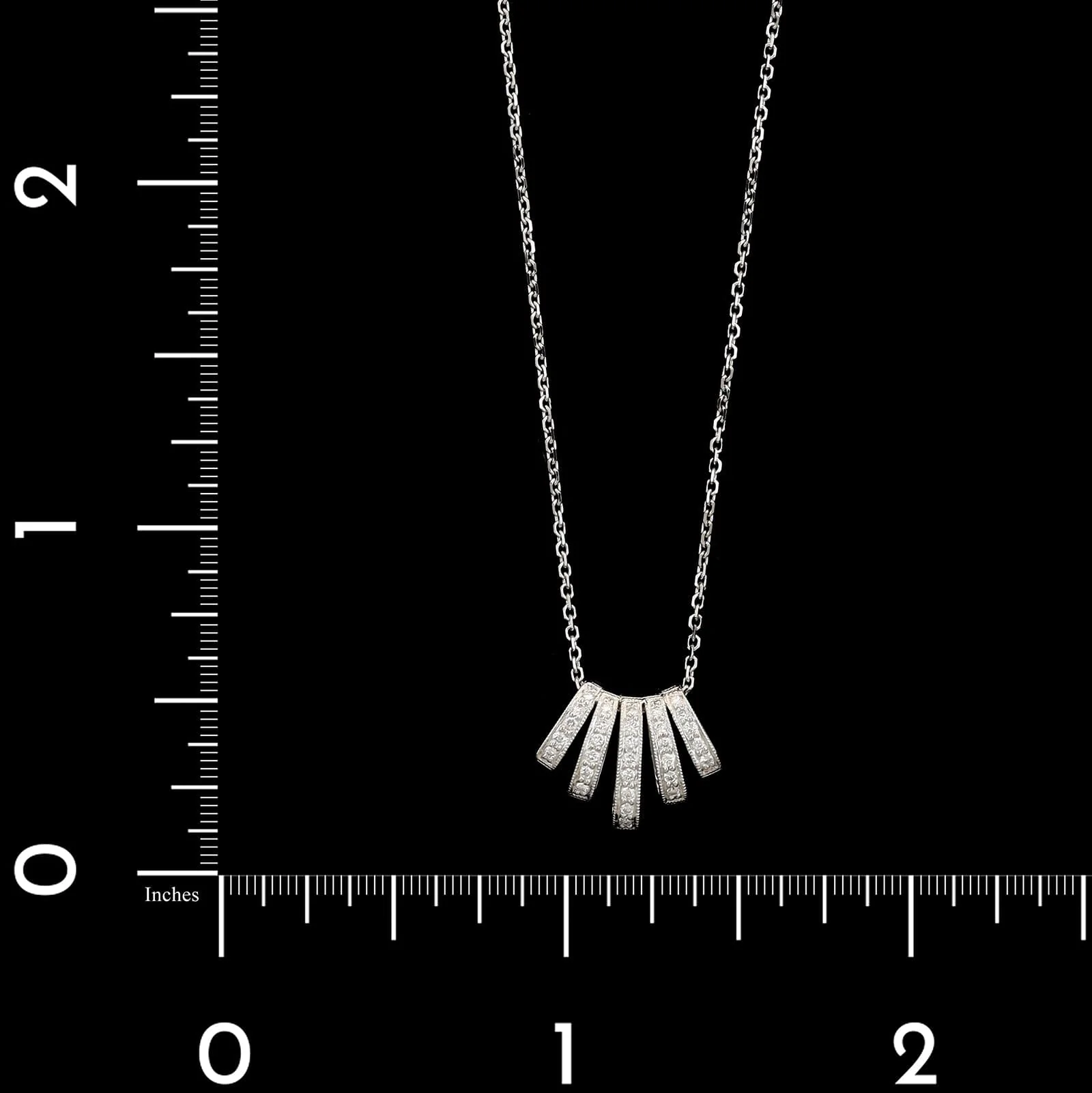 18K White Gold Estate Diamond Pendant Necklace - Image 4
