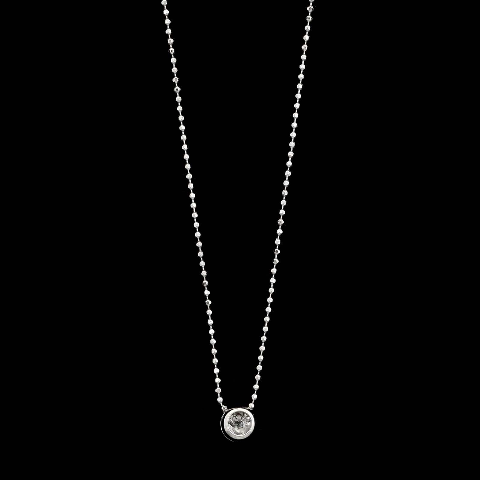 18K White Gold Estate Diamond Solitaire Pendant Necklace - Image 2