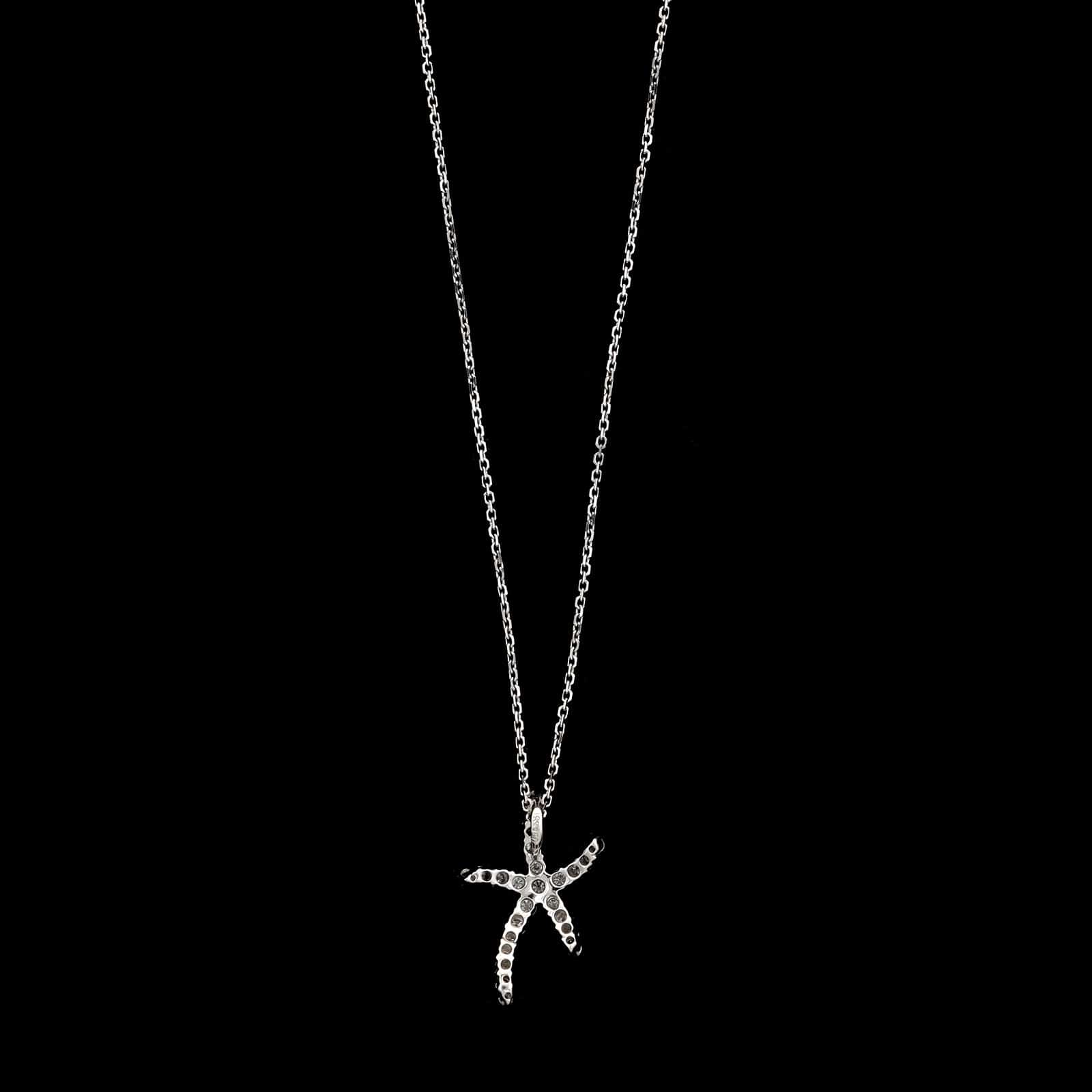 18K White Gold Estate Diamond Starfish Pendant Necklace - Image 2