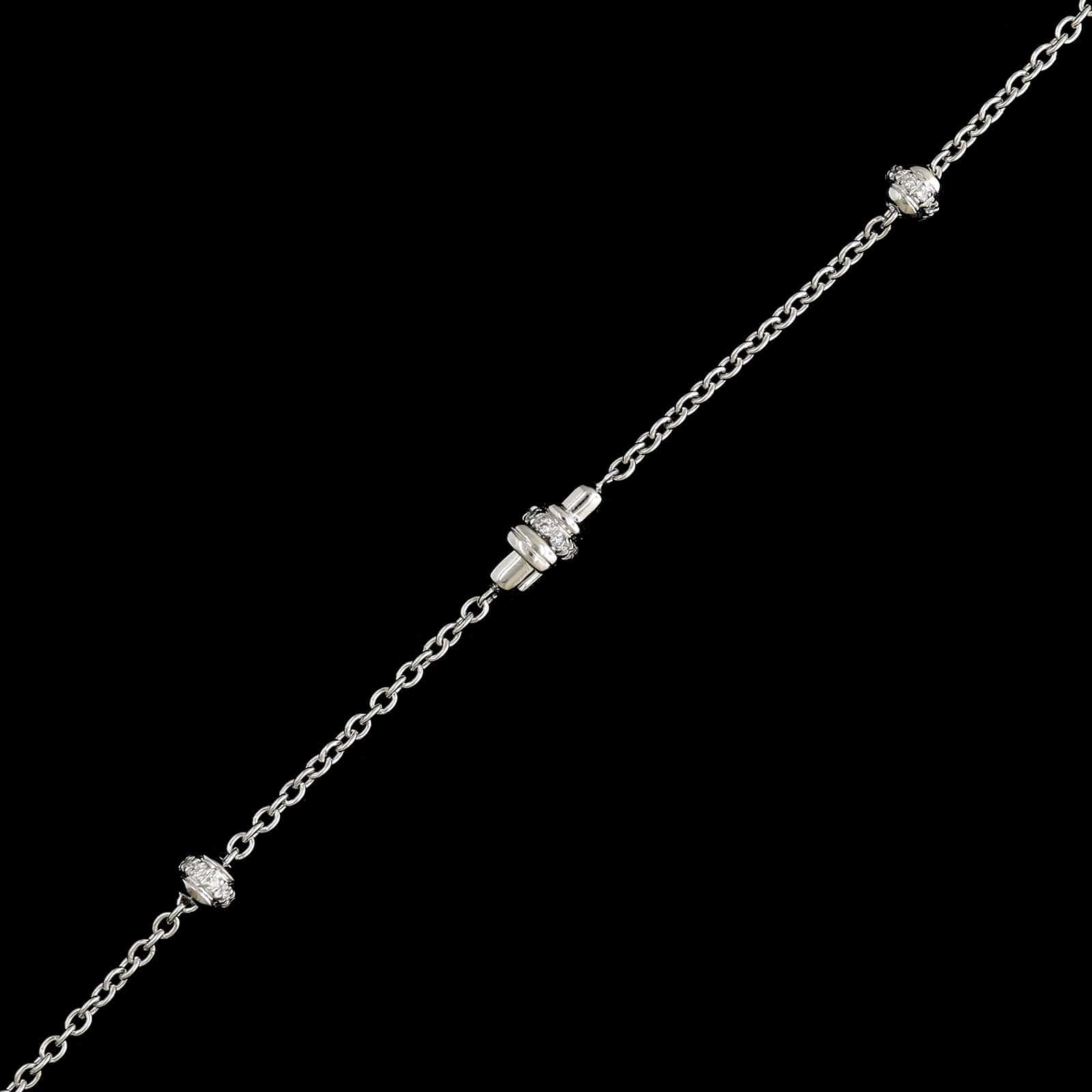 18K White Gold Estate Diamond Station Necklace - Image 3
