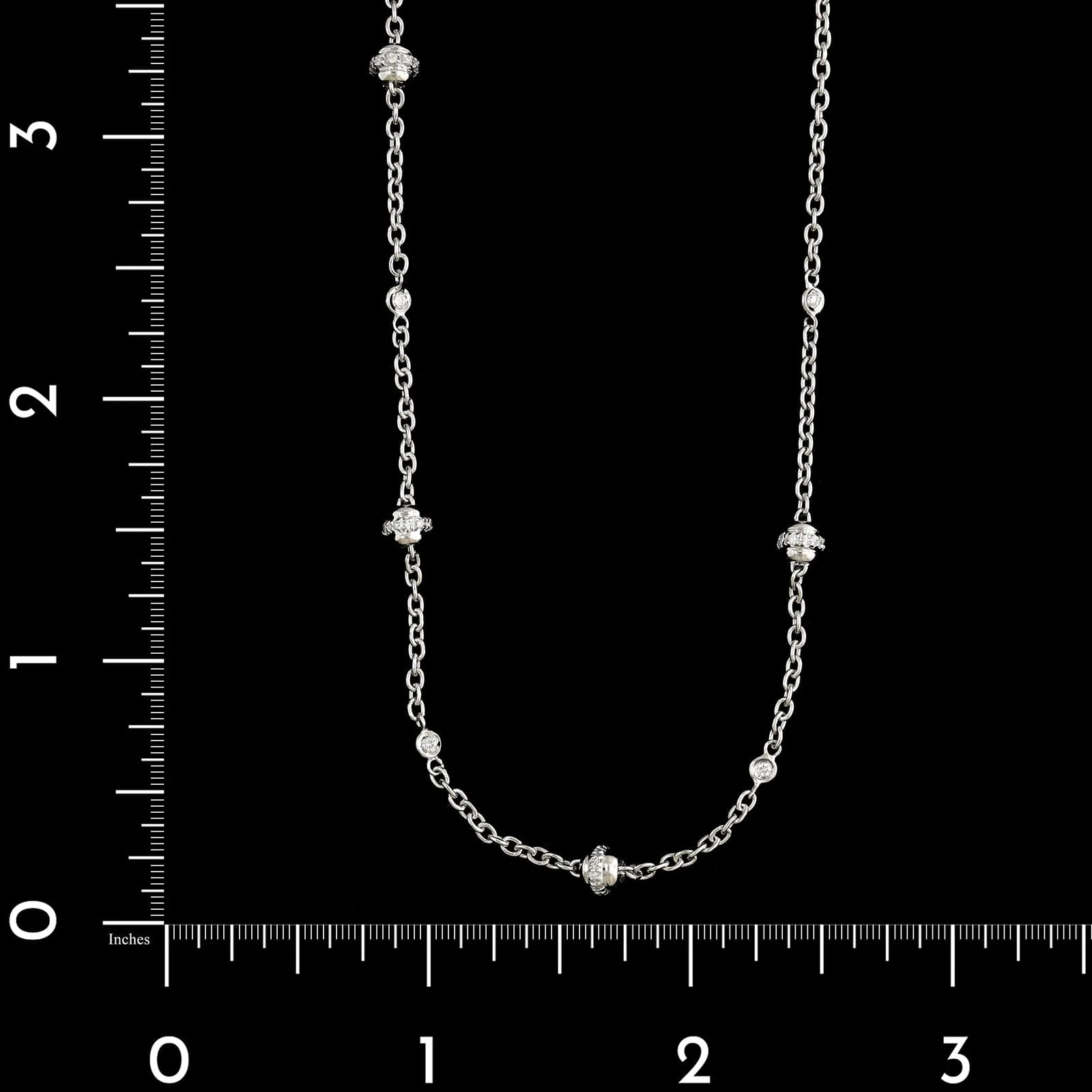 18K White Gold Estate Diamond Station Necklace - Image 4
