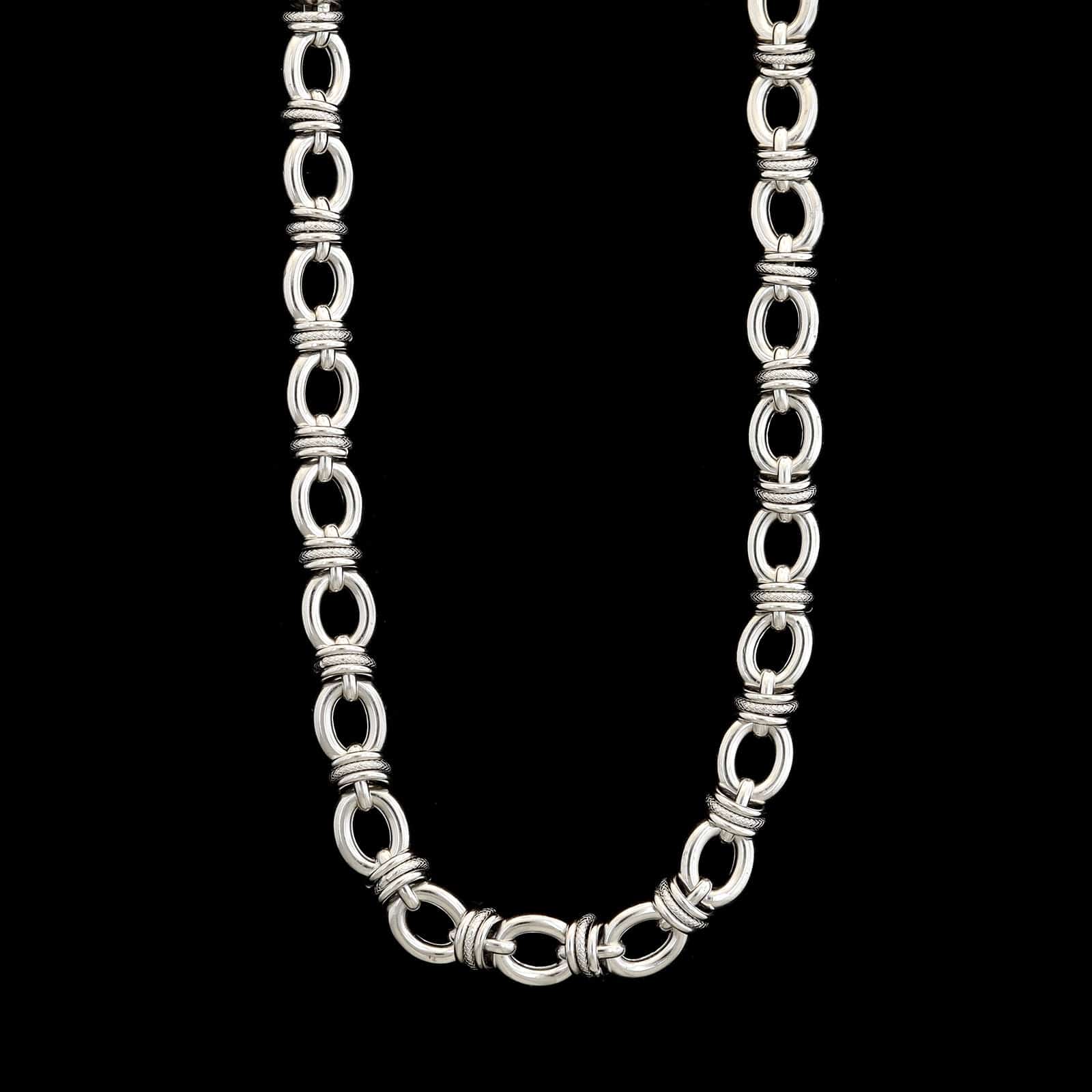 18K White Gold Estate Fancy Link Necklace