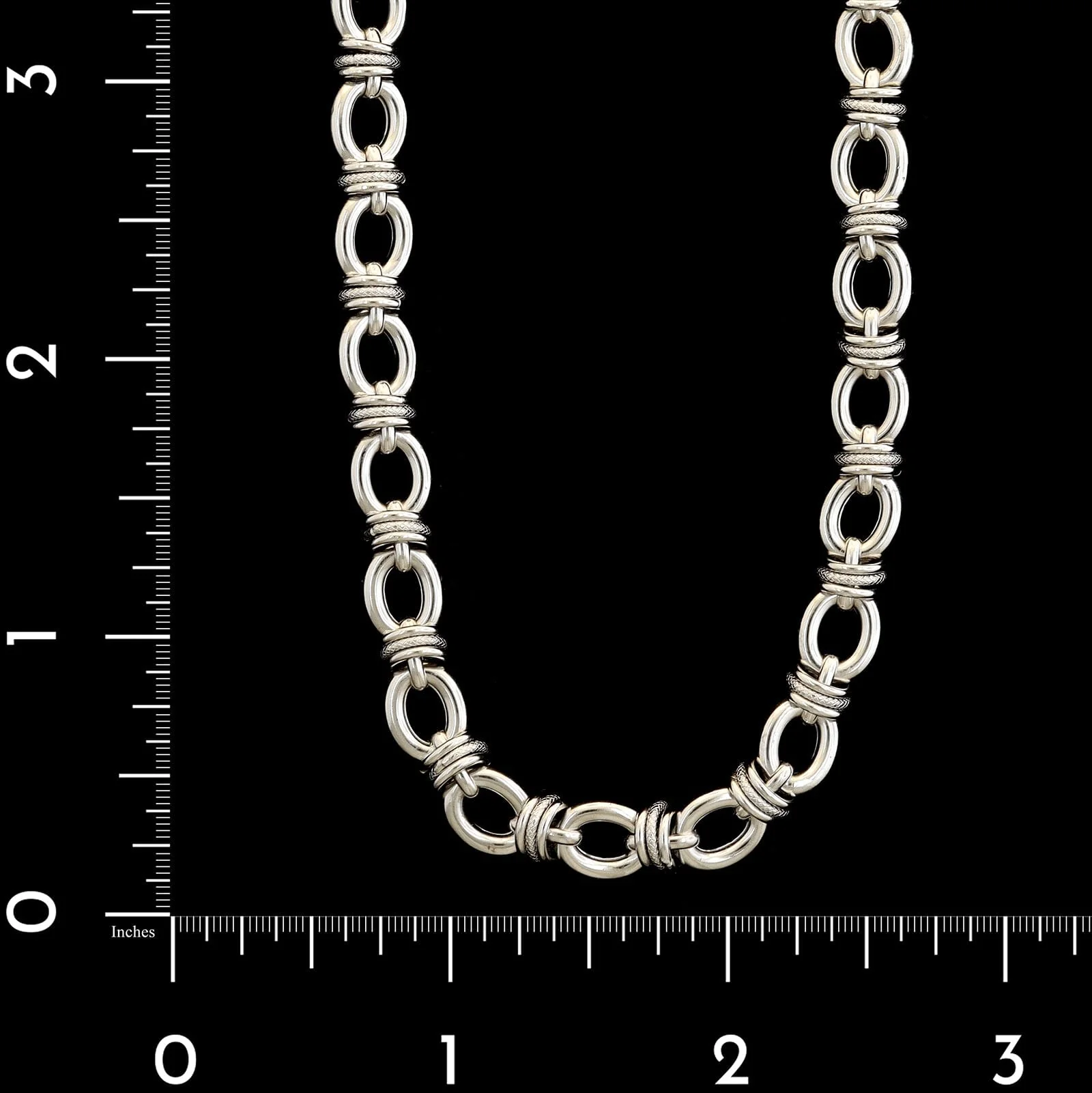 18K White Gold Estate Fancy Link Necklace - Image 3