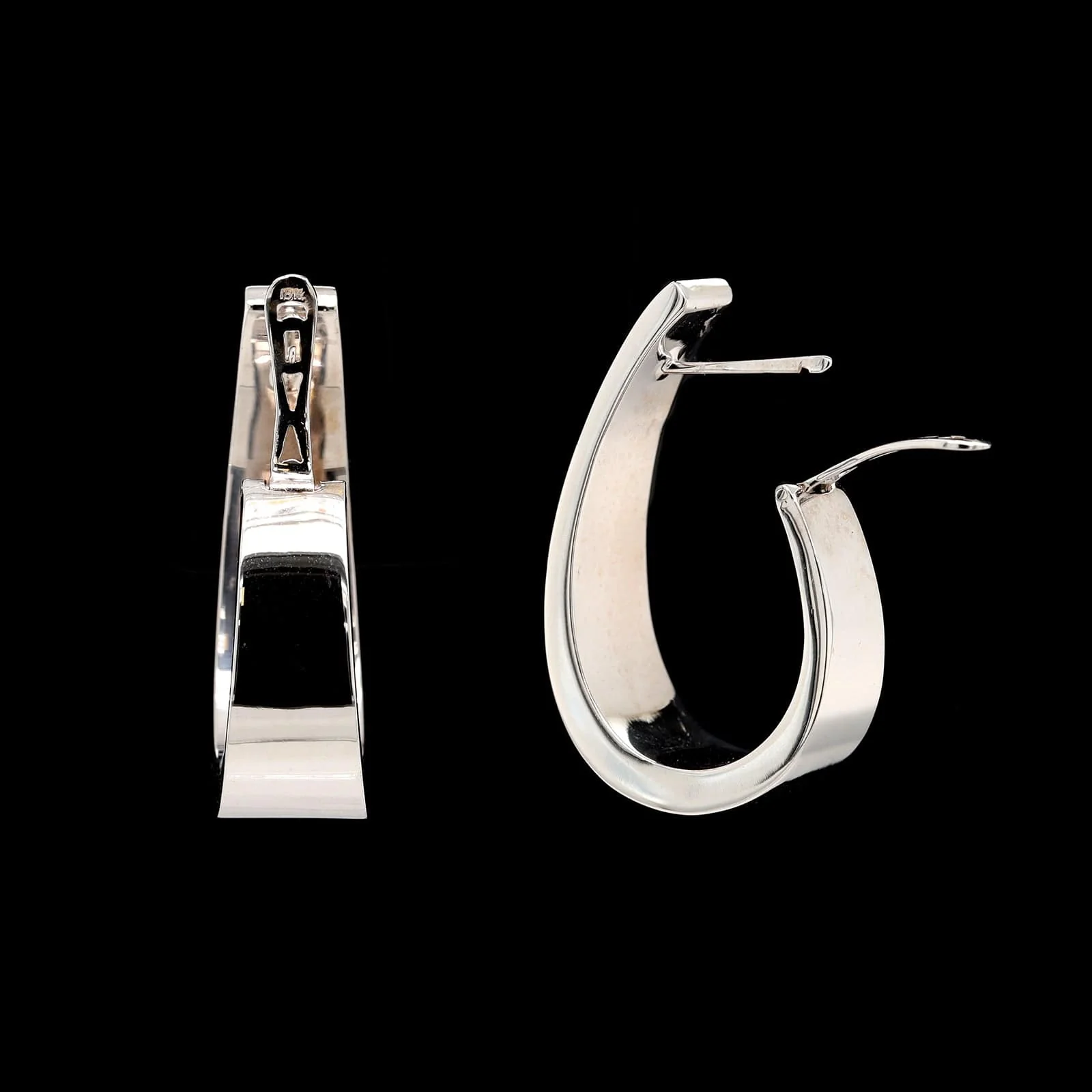 18K White Gold Estate Hoop Earrings - Image 2