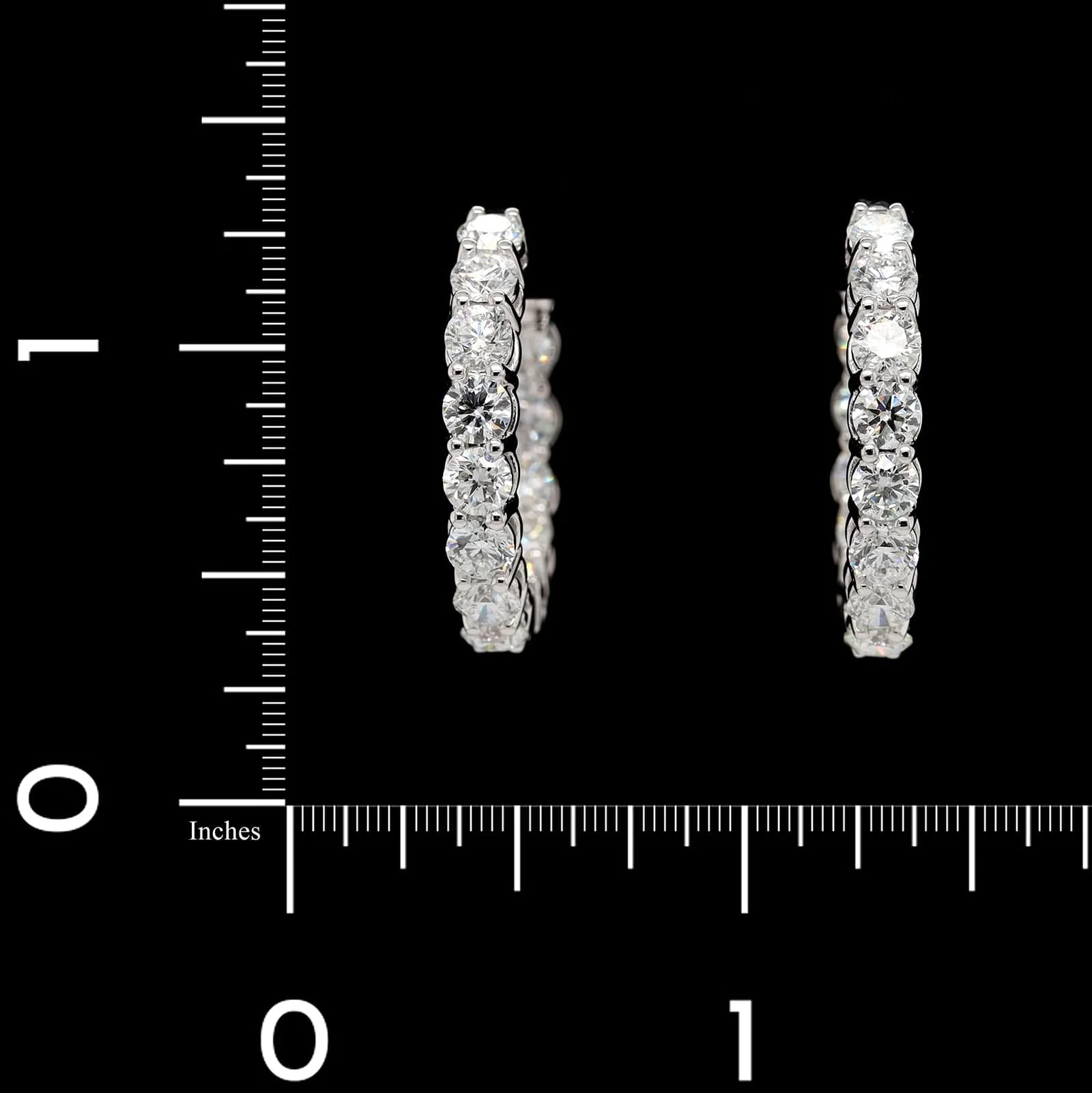 18K White Gold Estate Inside Outside Hoop Earrings - Image 3