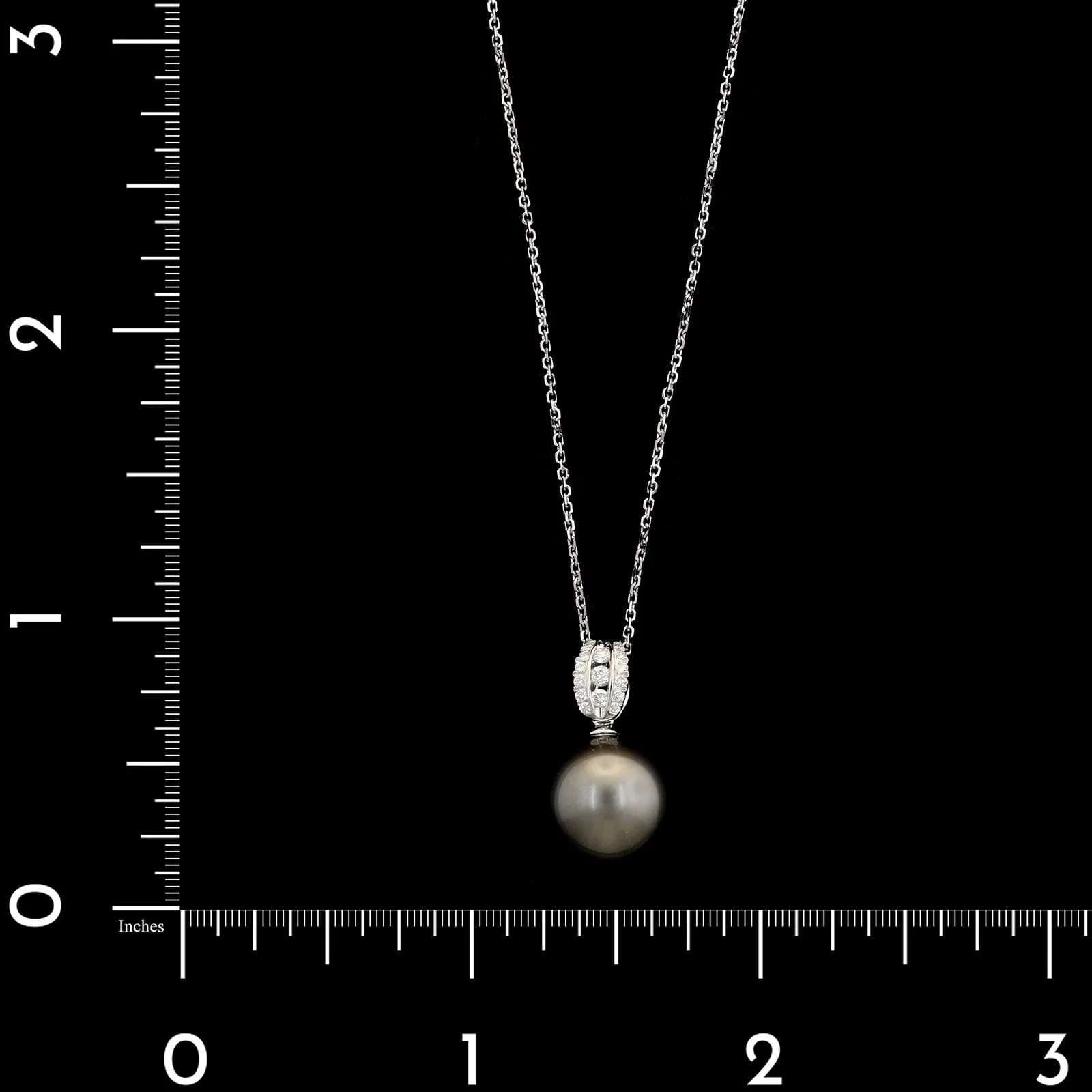 18K White Gold Estate Pearl and Diamond Pendant Necklace - Image 4