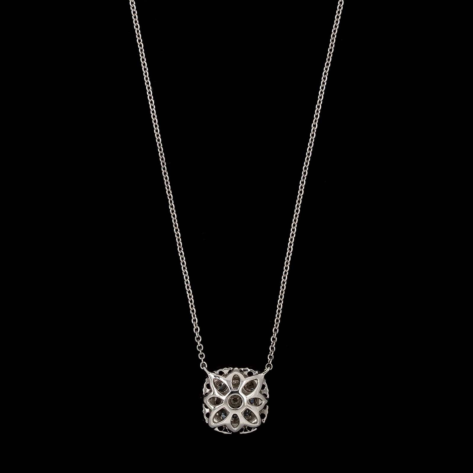 18K White Gold Estate Ruby and Diamond Pendant Necklace - Image 2