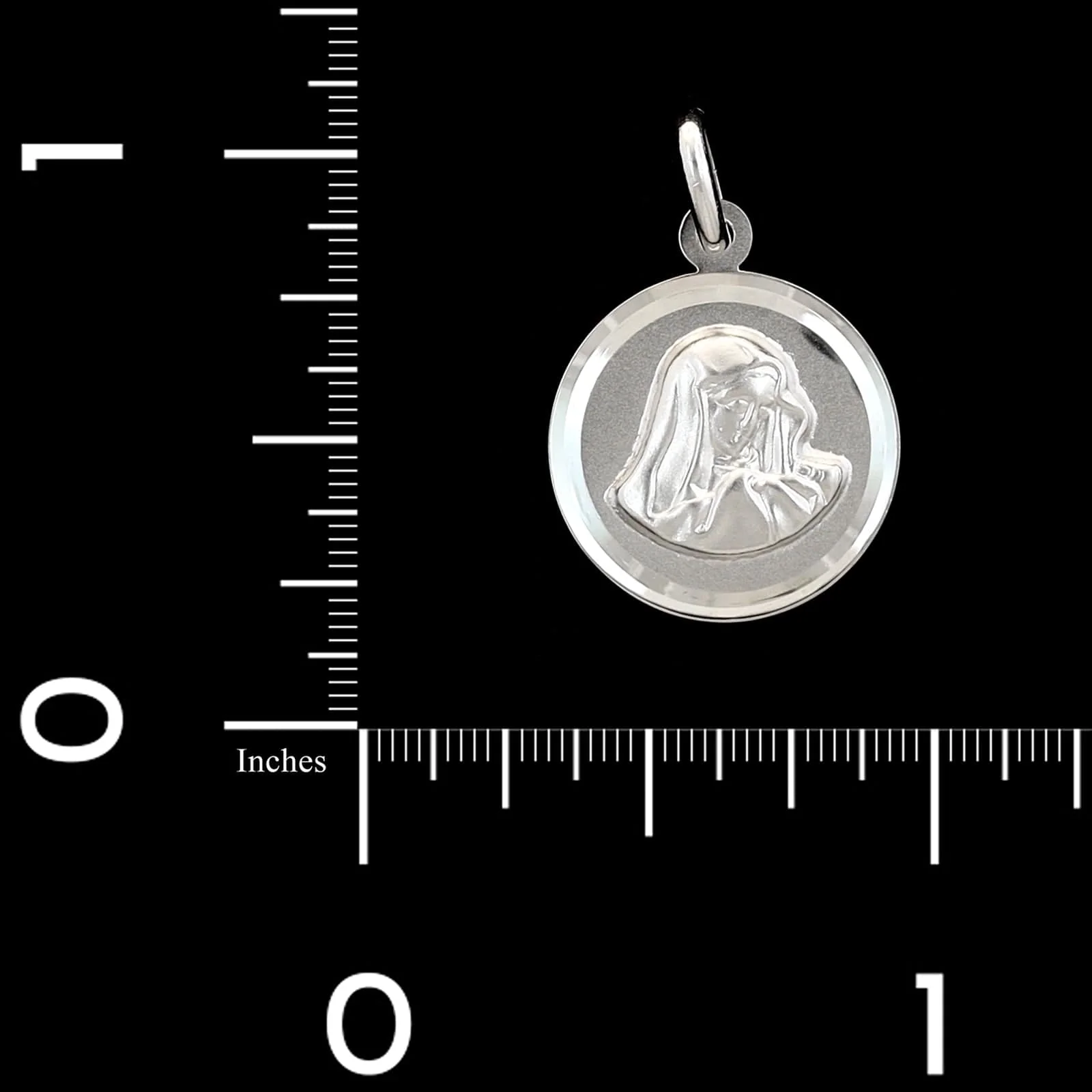 18K White Gold Estate Virgin Mary Madonna Medal - Image 3