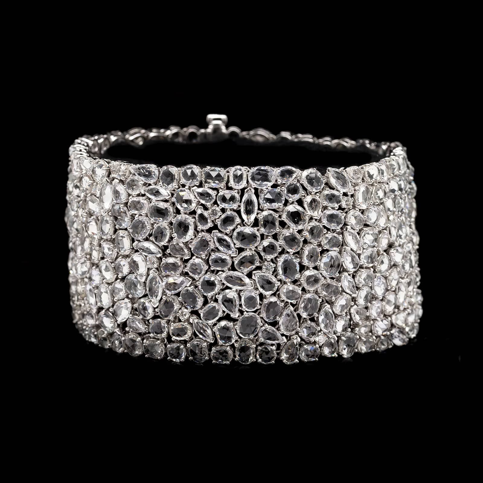 18K White Gold Estate White Sapphire and Diamond Bracelet
