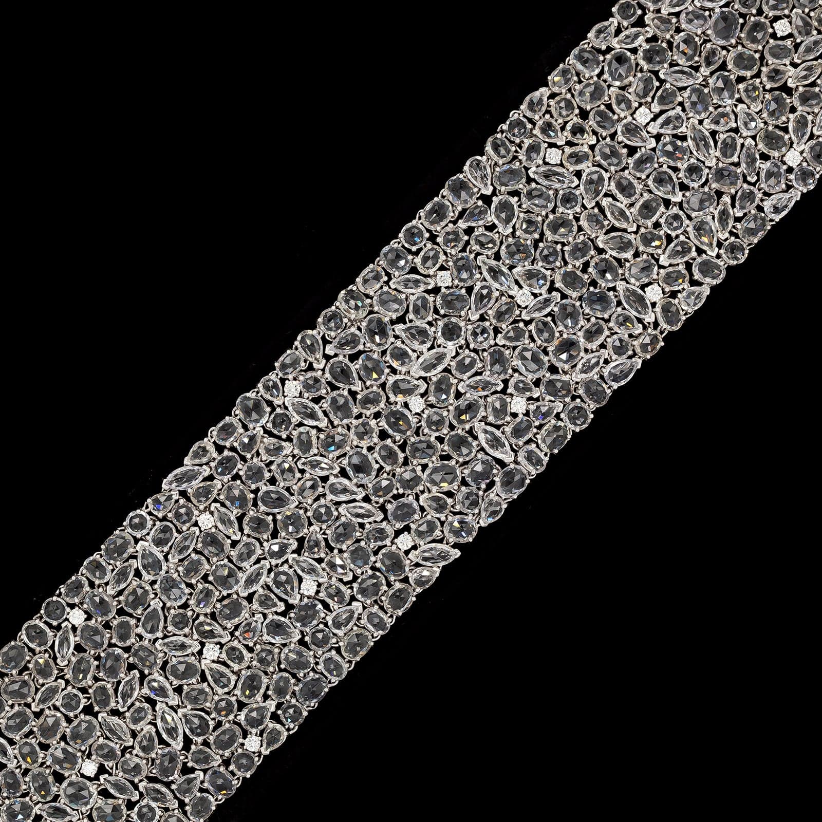 18K White Gold Estate White Sapphire and Diamond Bracelet - Image 2