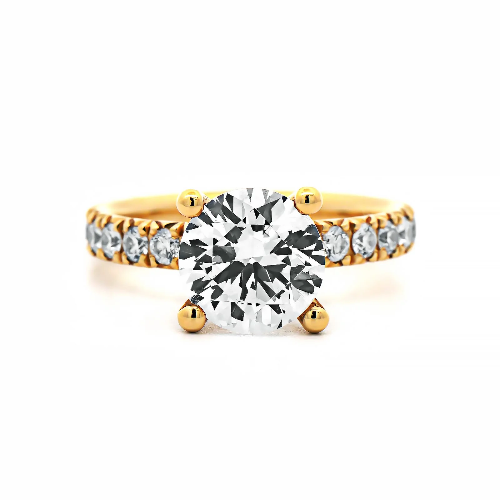 18K Yellow Gold 4 Prong Round Diamond Engagement Ring Setting