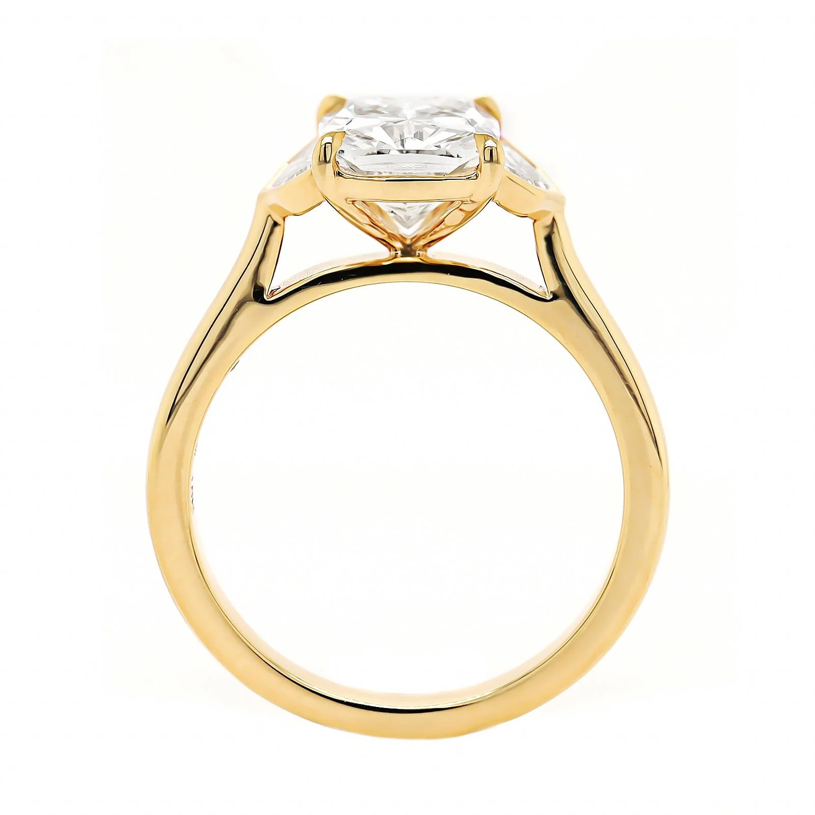18K Yellow Gold Elongated Cushion and Cadillac Cut Diamond Engagement Ring - Image 3