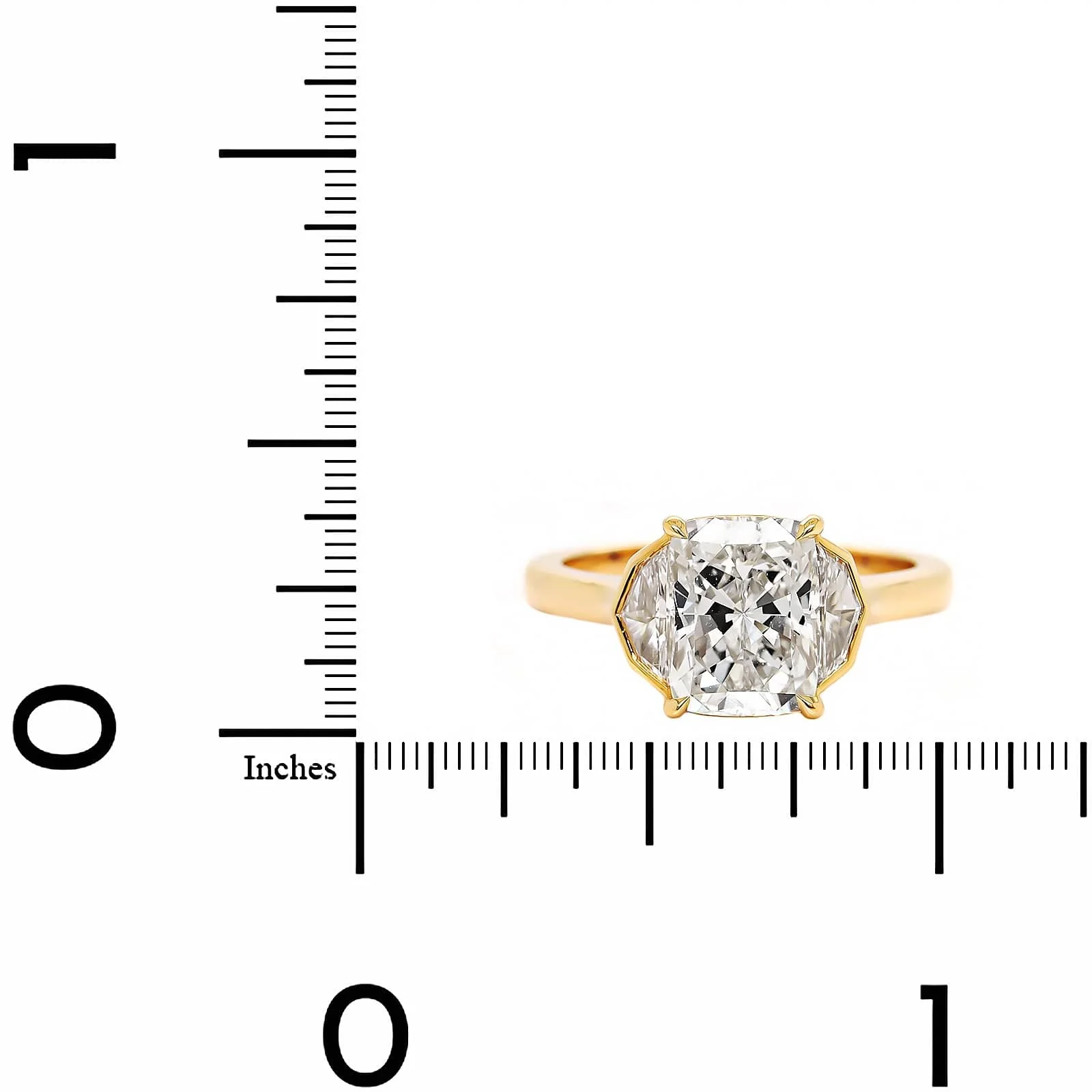 18K Yellow Gold Elongated Cushion and Cadillac Cut Diamond Engagement Ring - Image 4